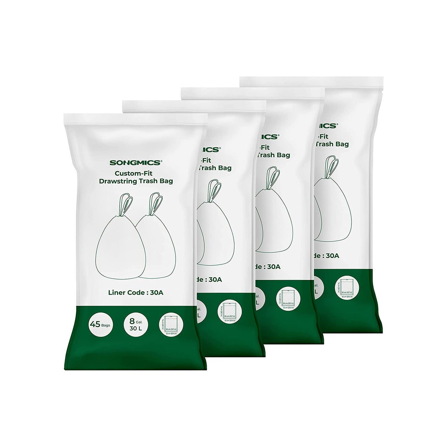 30 Liter Müllbeutel mit Kordelzug, insgesamt 180 Stück, 74 x 53 cm (L x B).Rollengröße: 8 x 23 cm