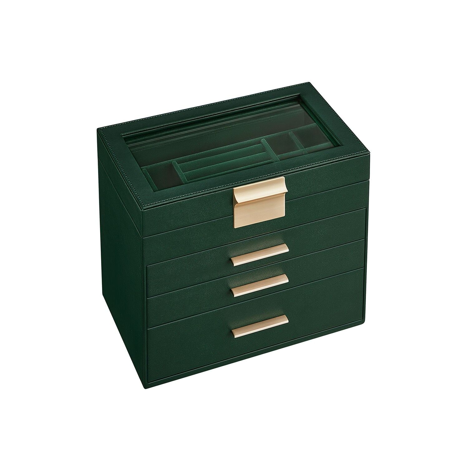 Coffret à bijoux avec couvercle en verre, 15.3 x 25.1 x 21.5 cm