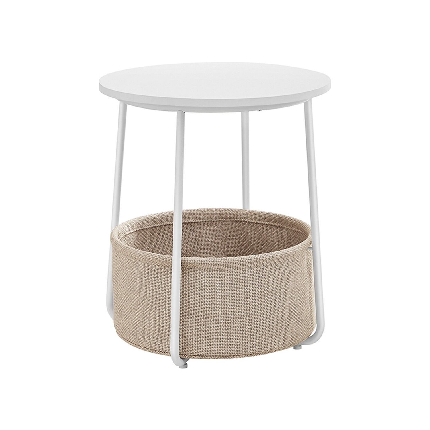 Table d'appoint ronde avec panier en tissu