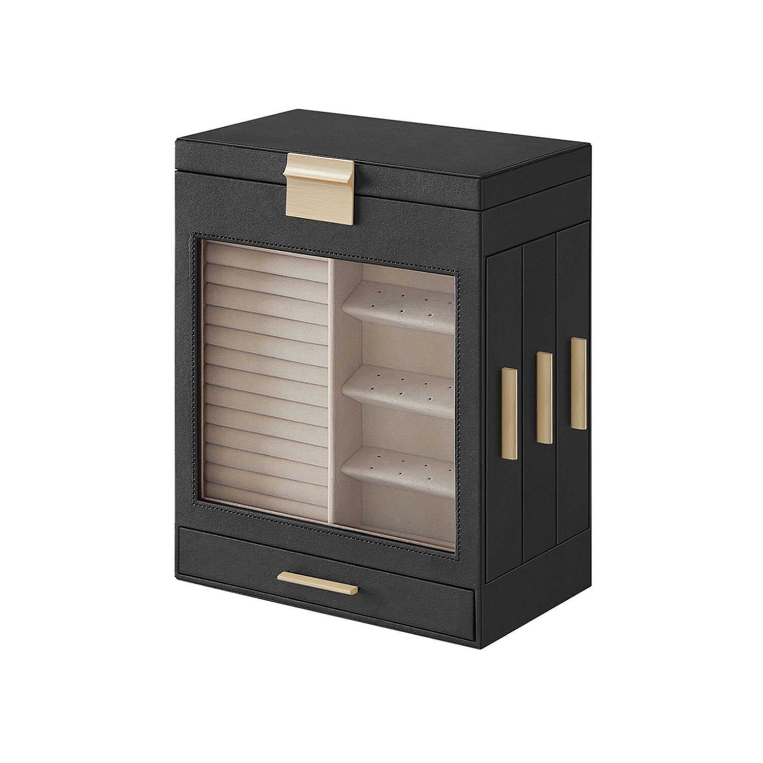 Coffret à bijoux avec tiroirs latéraux, 15.5x26.1 x 32 cm