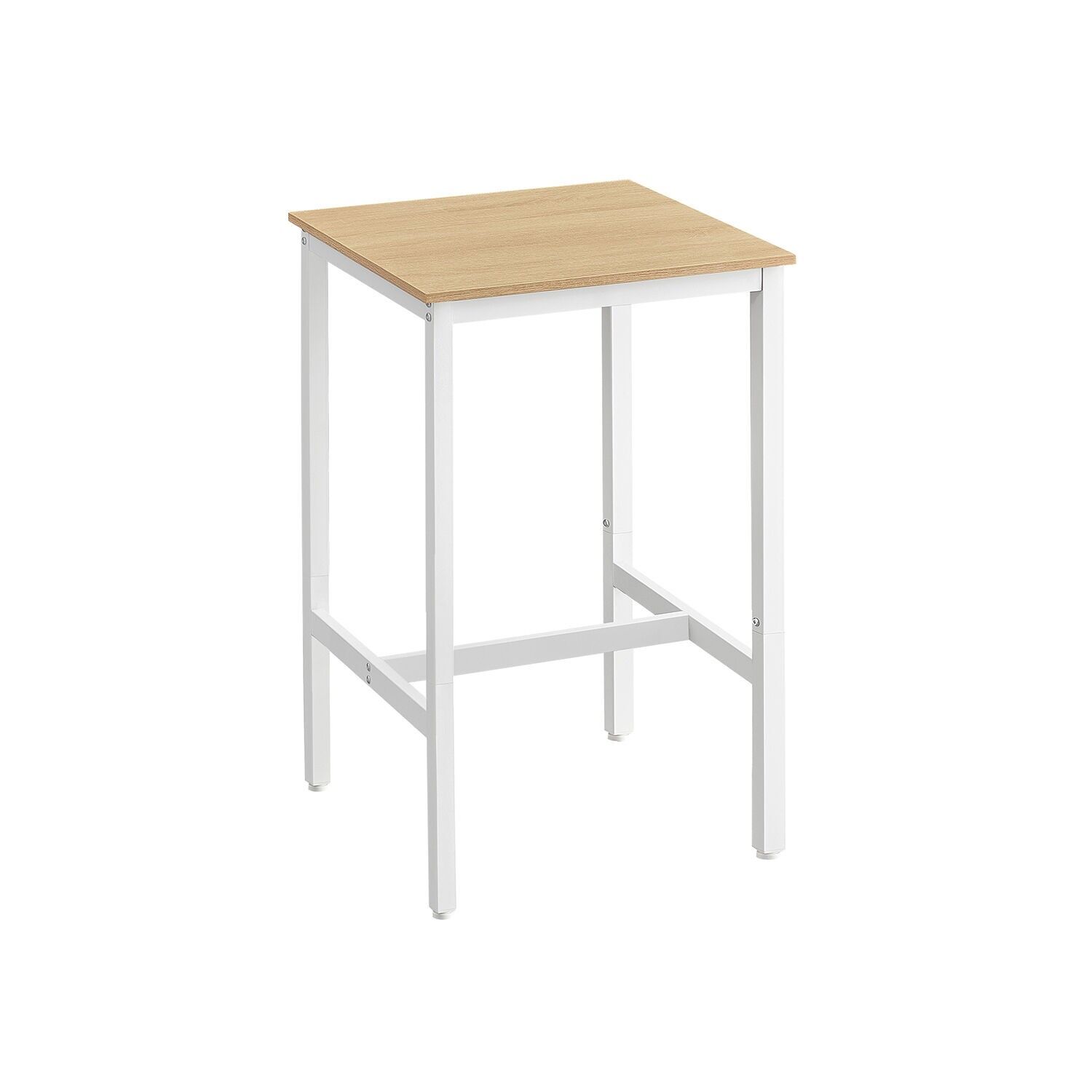 Table de bar avec structure en acier 60 x 60 x 92 cm chêne beige-blanc