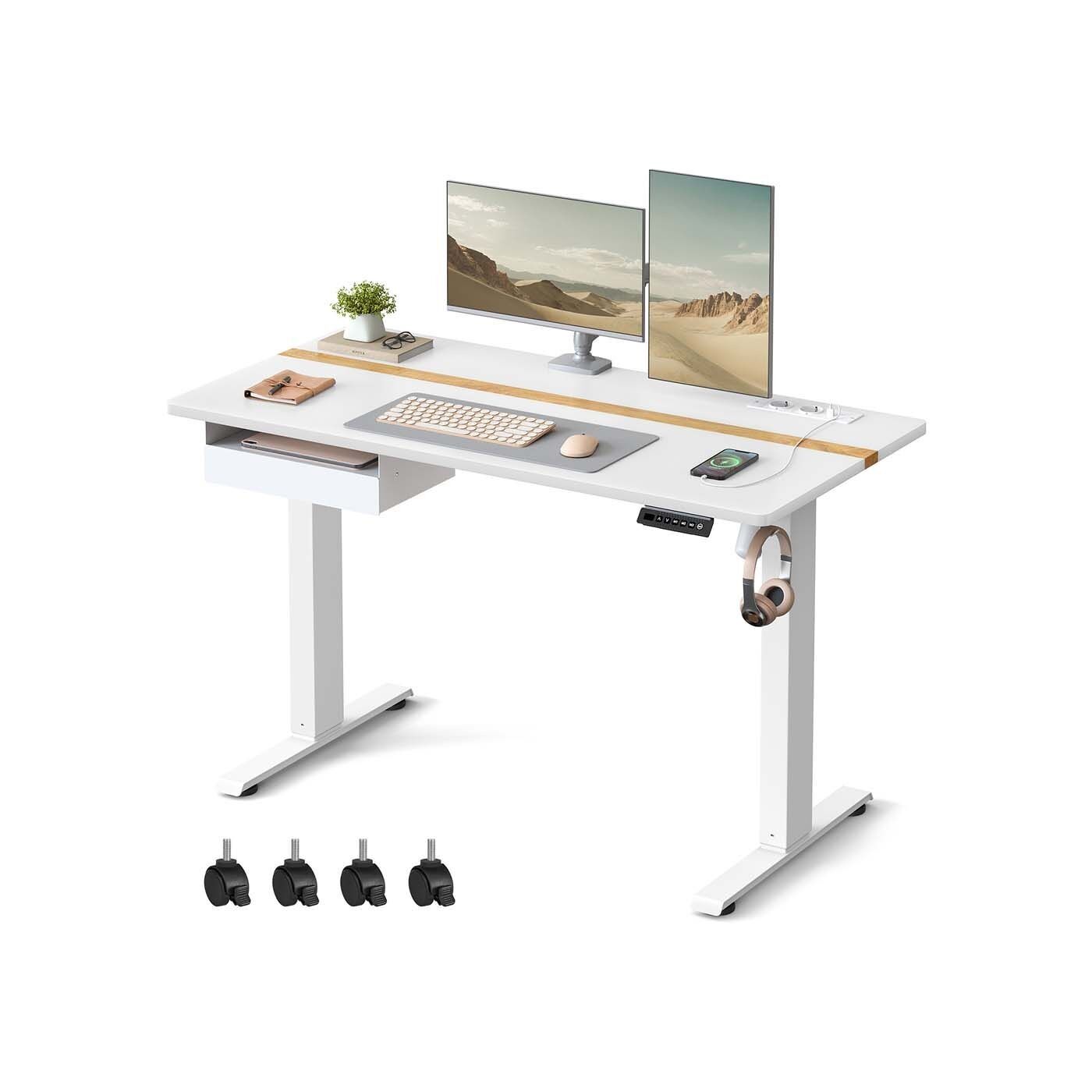 Bureau réglable en hauteur 60 x 120 cm vintage marron-noir