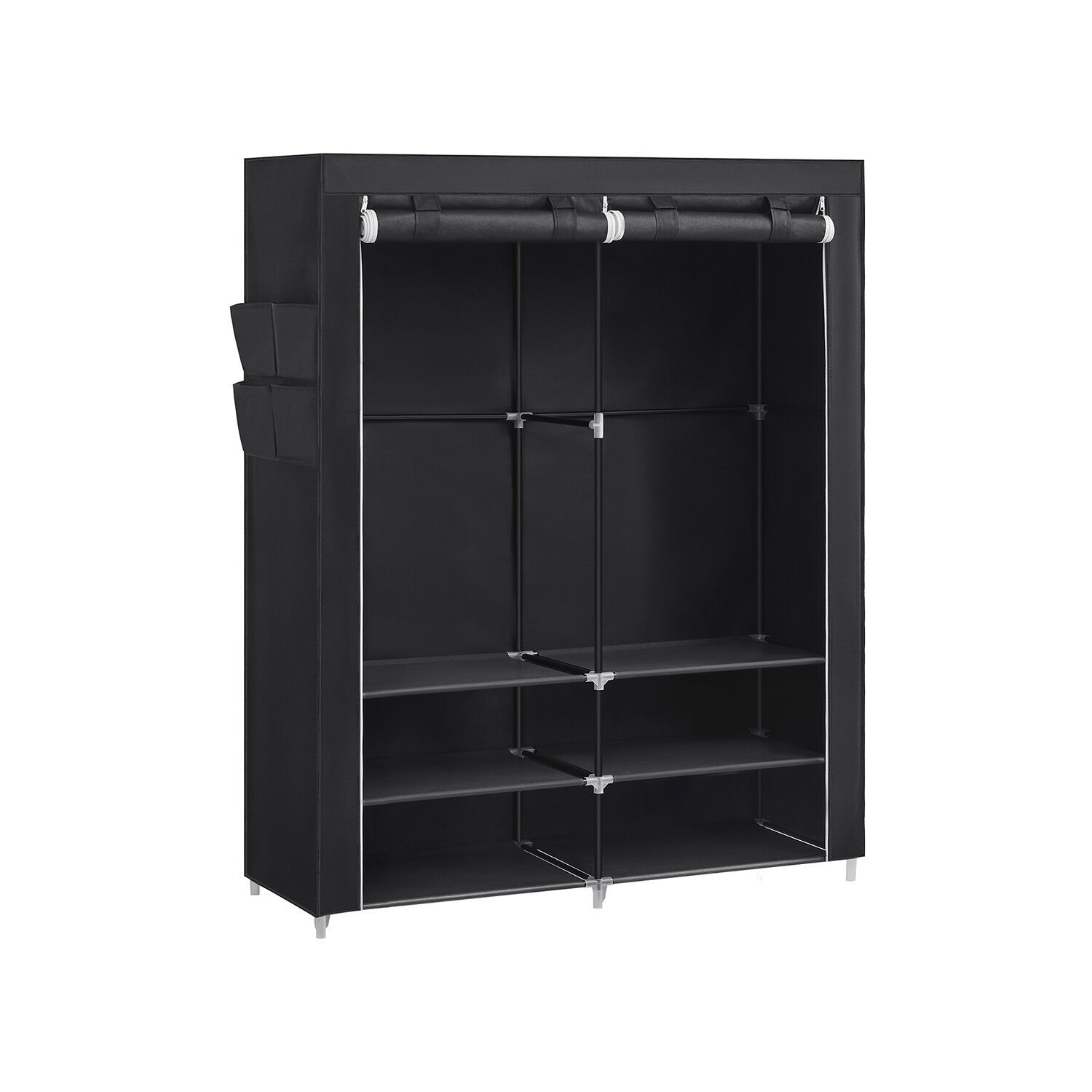 Armoire avec étagères, grand espace, noire, 45 x 127 x 176 cm
