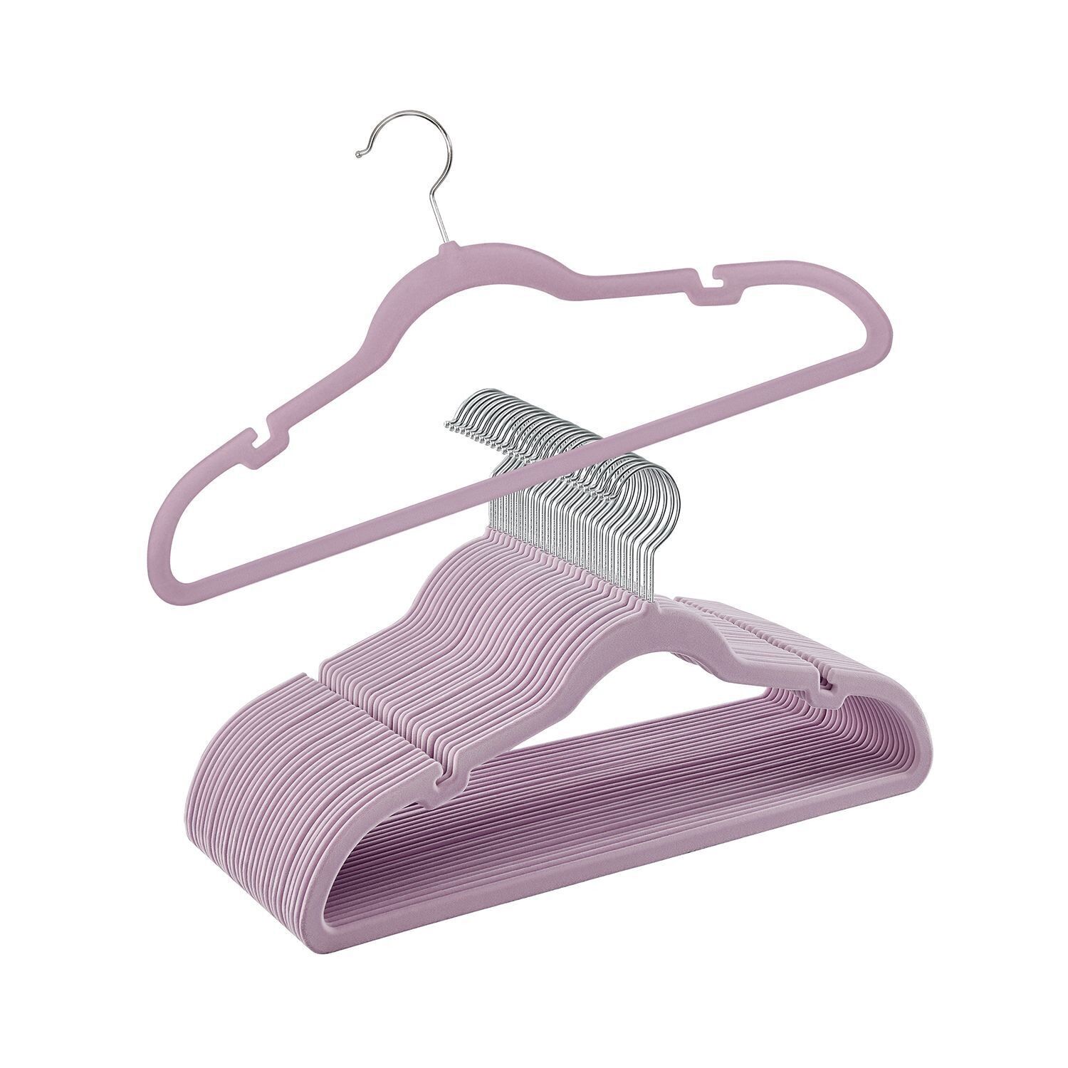 Lot de 30 cintres en velours, violet clair, 43 x 0.6 x 22 cm