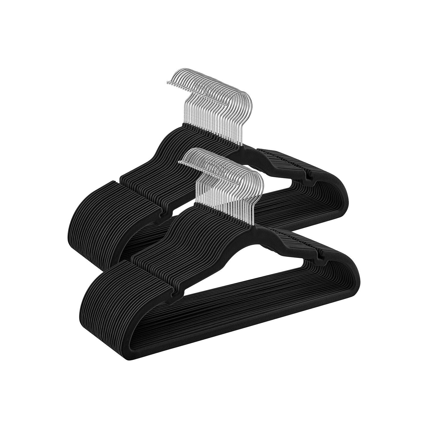 Lot de 50 cintres en velours, gain de place, noir, 43 x 22 cm