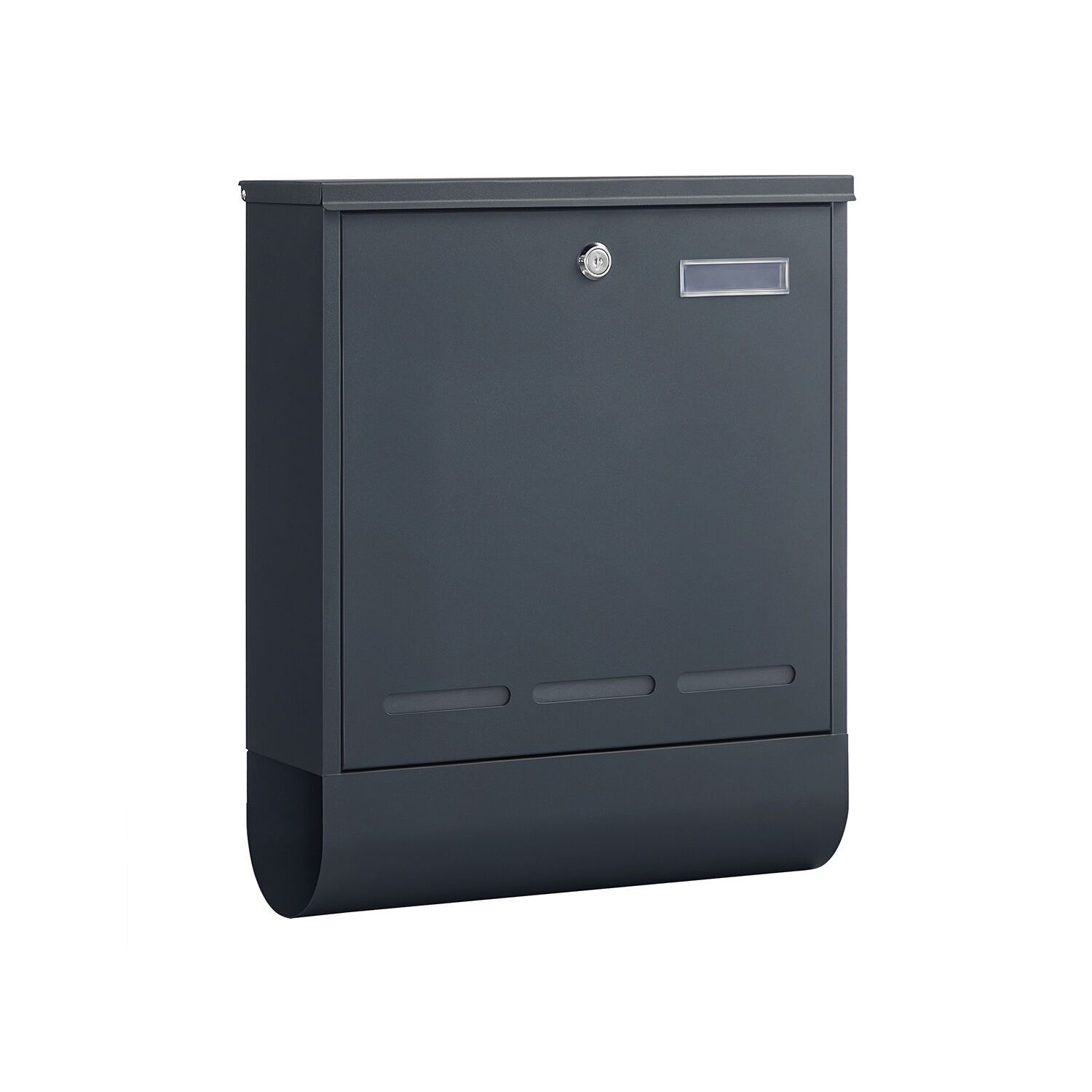 Buzón con compartimento para periódicos y placa para nombre, antracita, 35 x 12 x 42. 5 cm