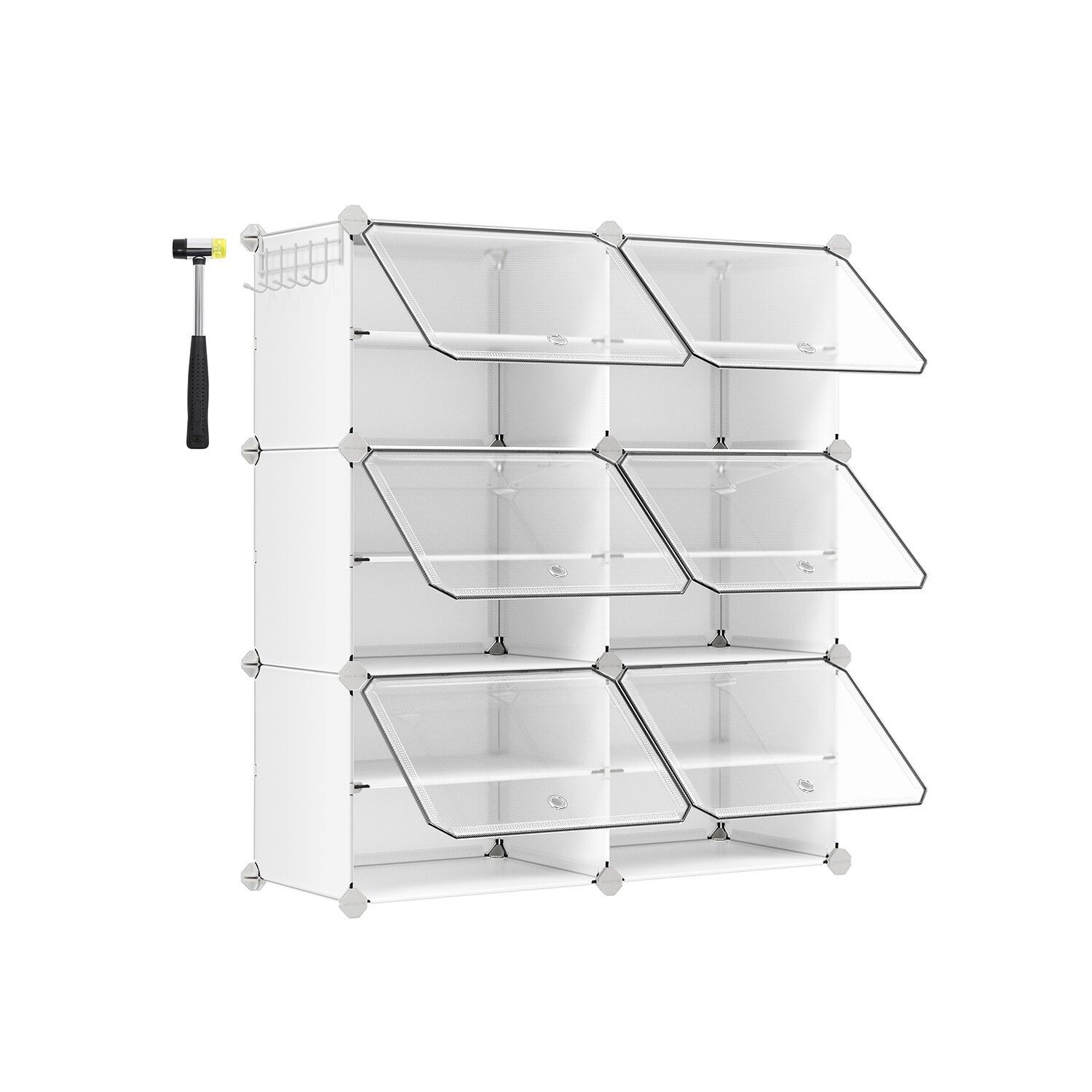 Zapatero con 6 compartimentos, blanco, 30 x 40 x 30 cm