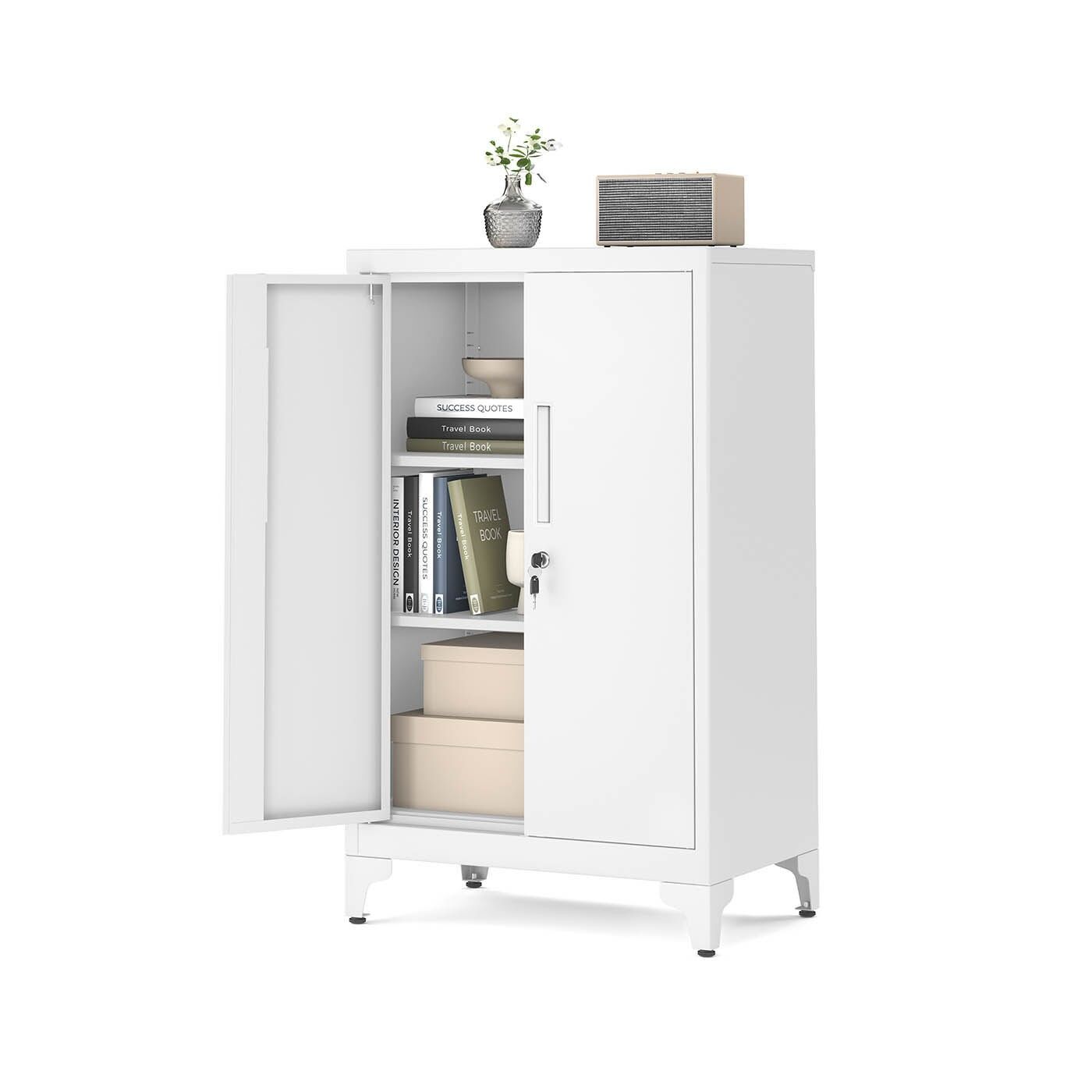 Lockable filing cabinet with 2 doors, matt white, 40 x 60 x 90 cm