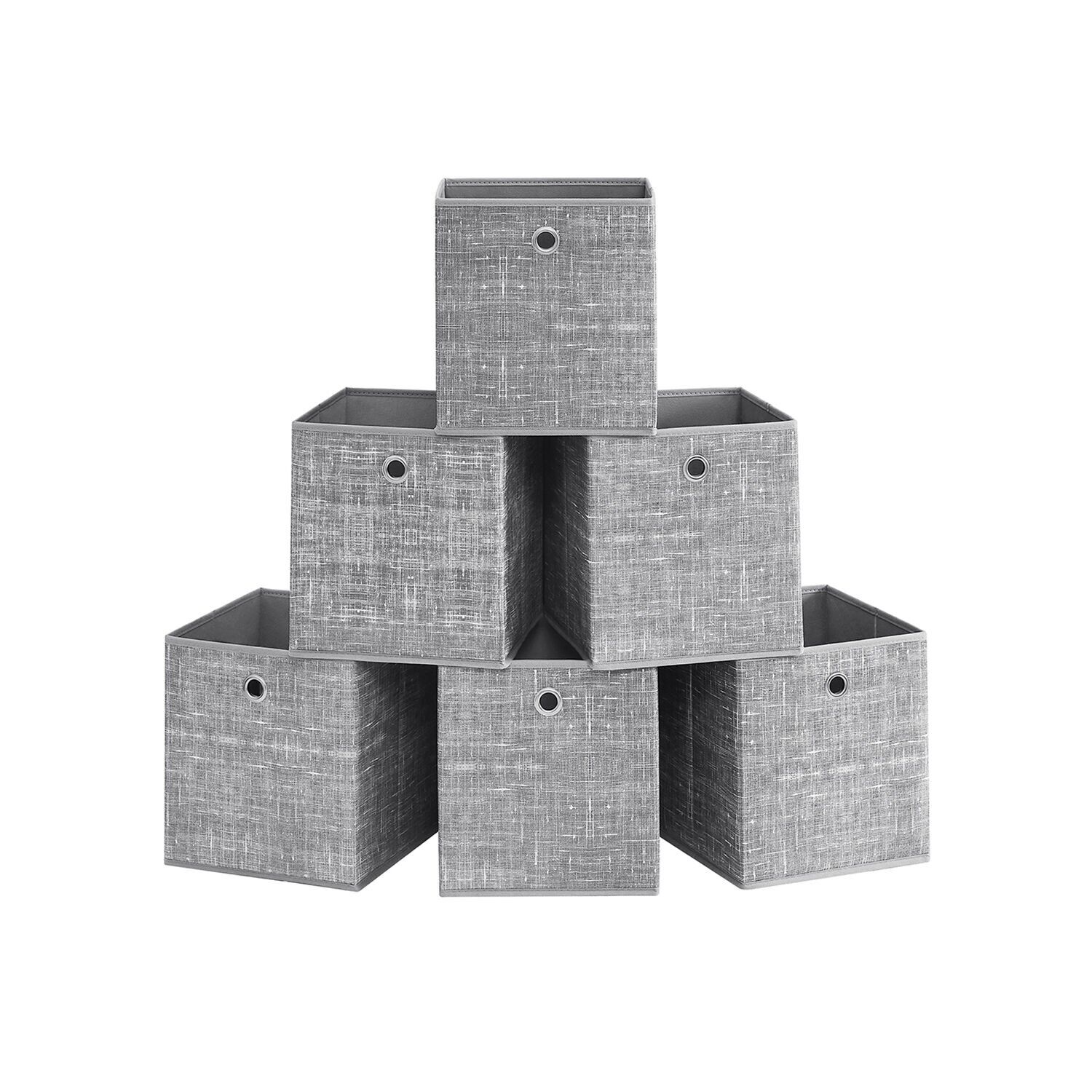 Coffre de rangement 26cm lot de 6 gris chiné, 26 x 26 x 28 cm