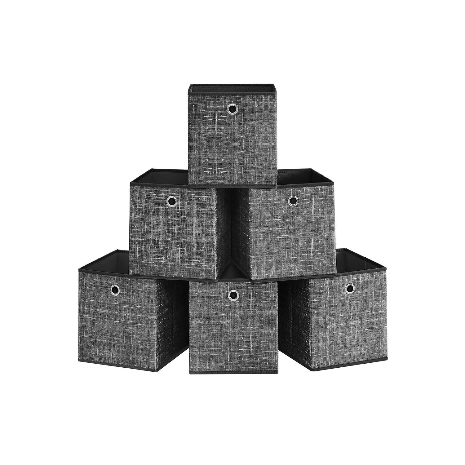 Coffre de rangement 26 cm lot de 6 noir tacheté, 26 x 26 x 28 cm
