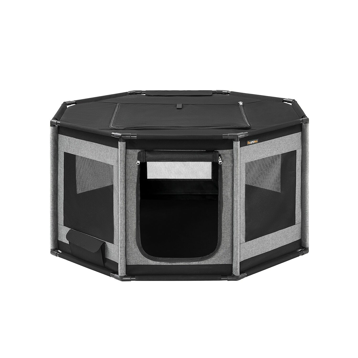 Welpenlaufstall 112 x 112 x 62 cm mit Seitentasche, schiefergrau-tintenschwarz