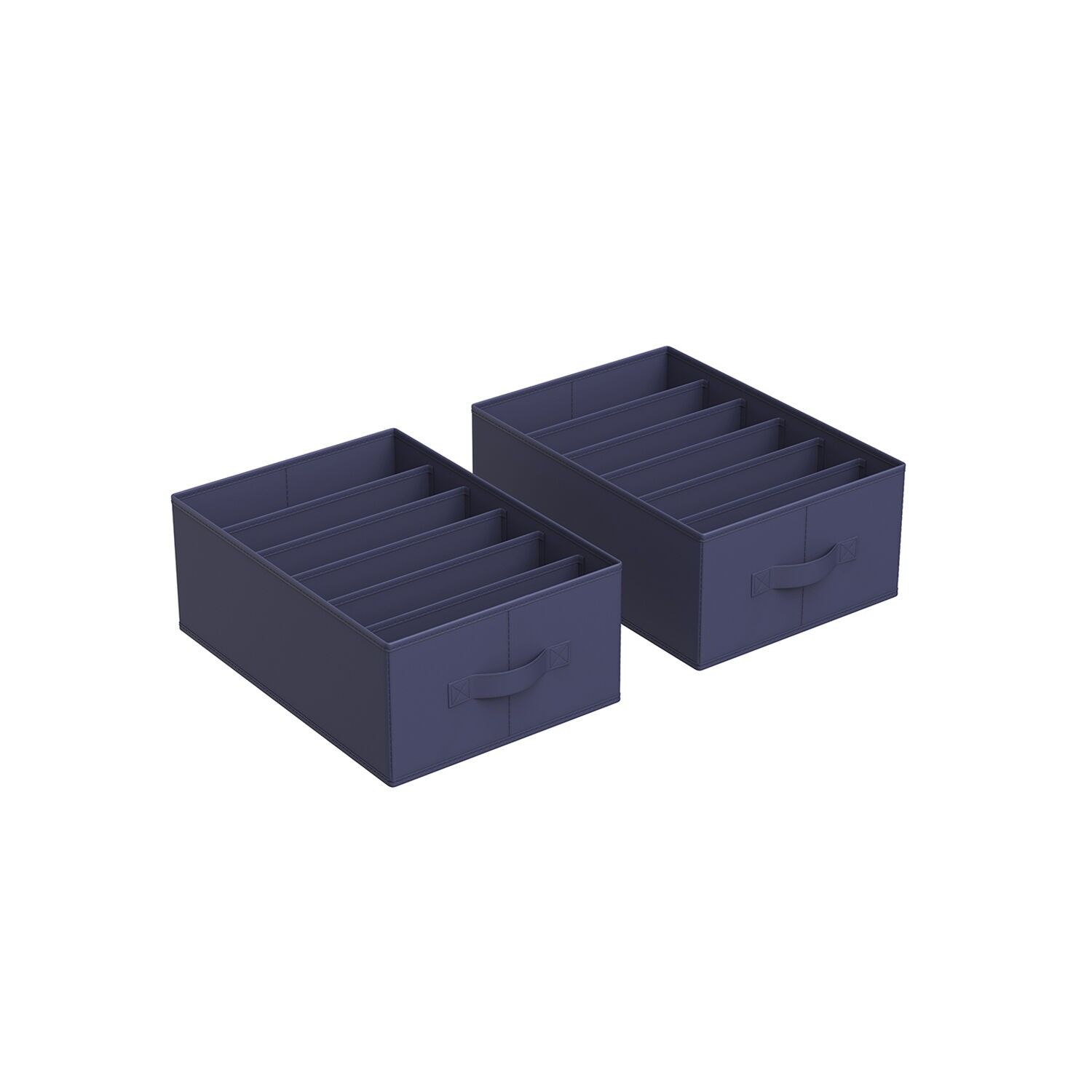 Organiseur de garde-robe 6 compartiments, lot de 2, bleu anthracite, 42 x 30 x 17 cm