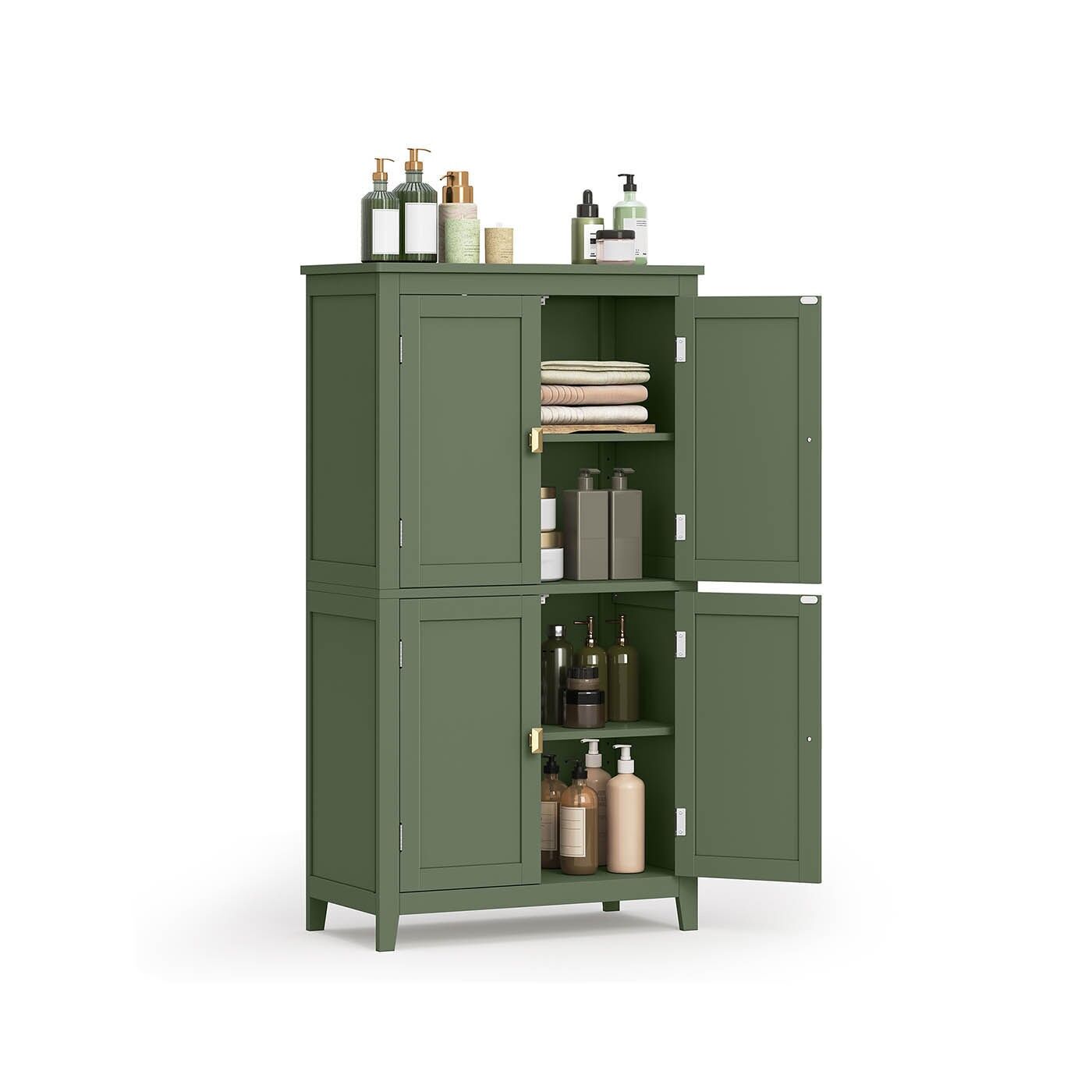 Meuble de salle de bain 2 portes et 2 tiroirs 30 x 60 x 110 cm vert forêt