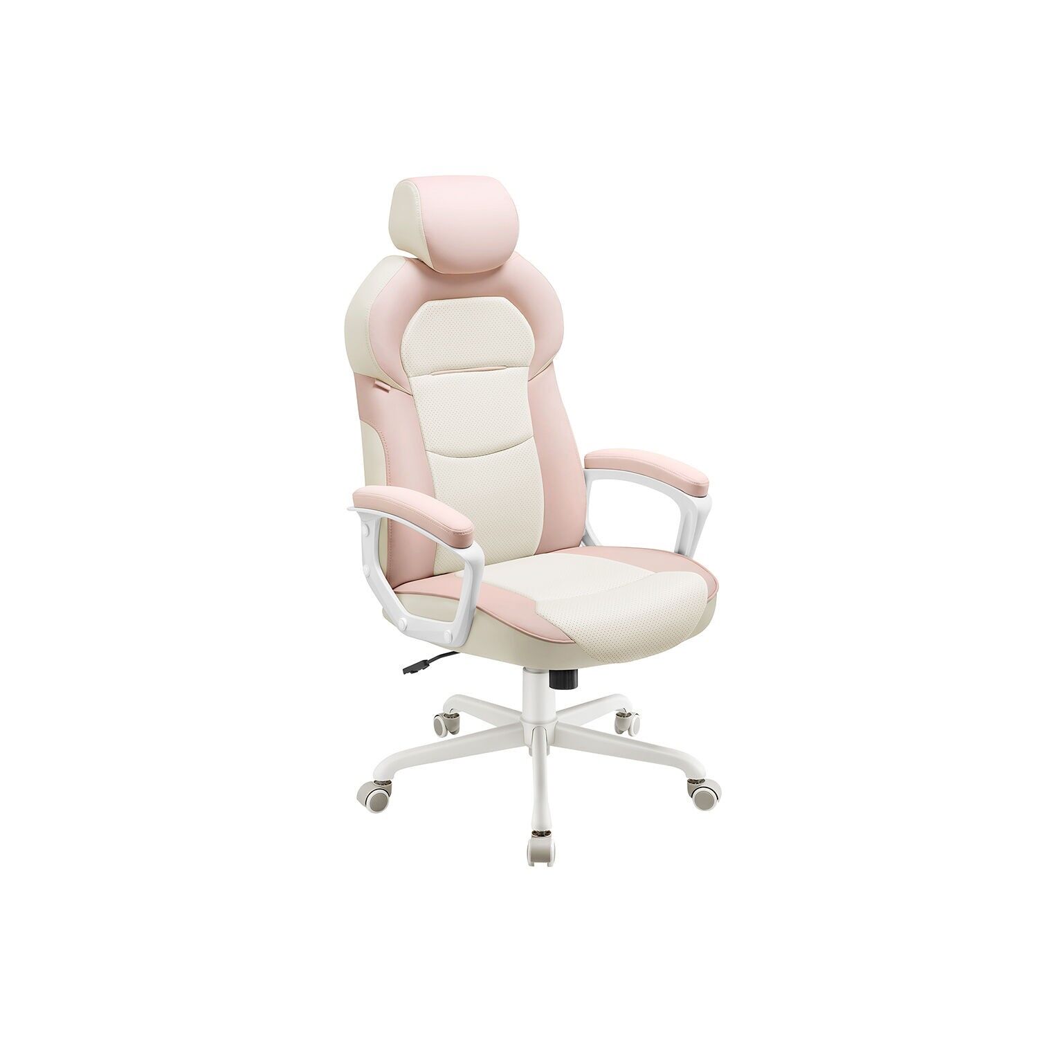 Chaise de bureau avec accoudoirs rembourrés, rose pastel