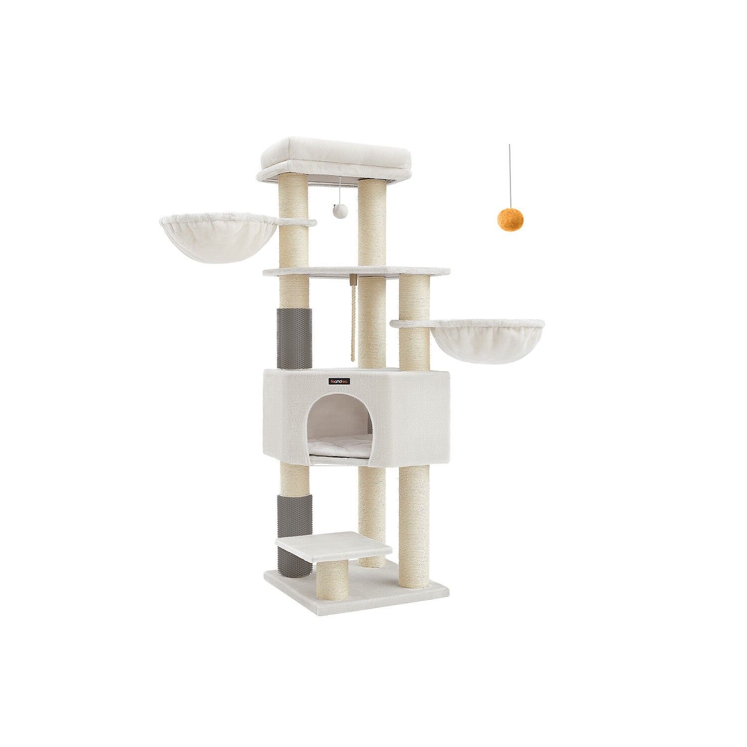 Arbre à chat avec plateformes 50 x 50 x 160 cm crème-blanc-beige