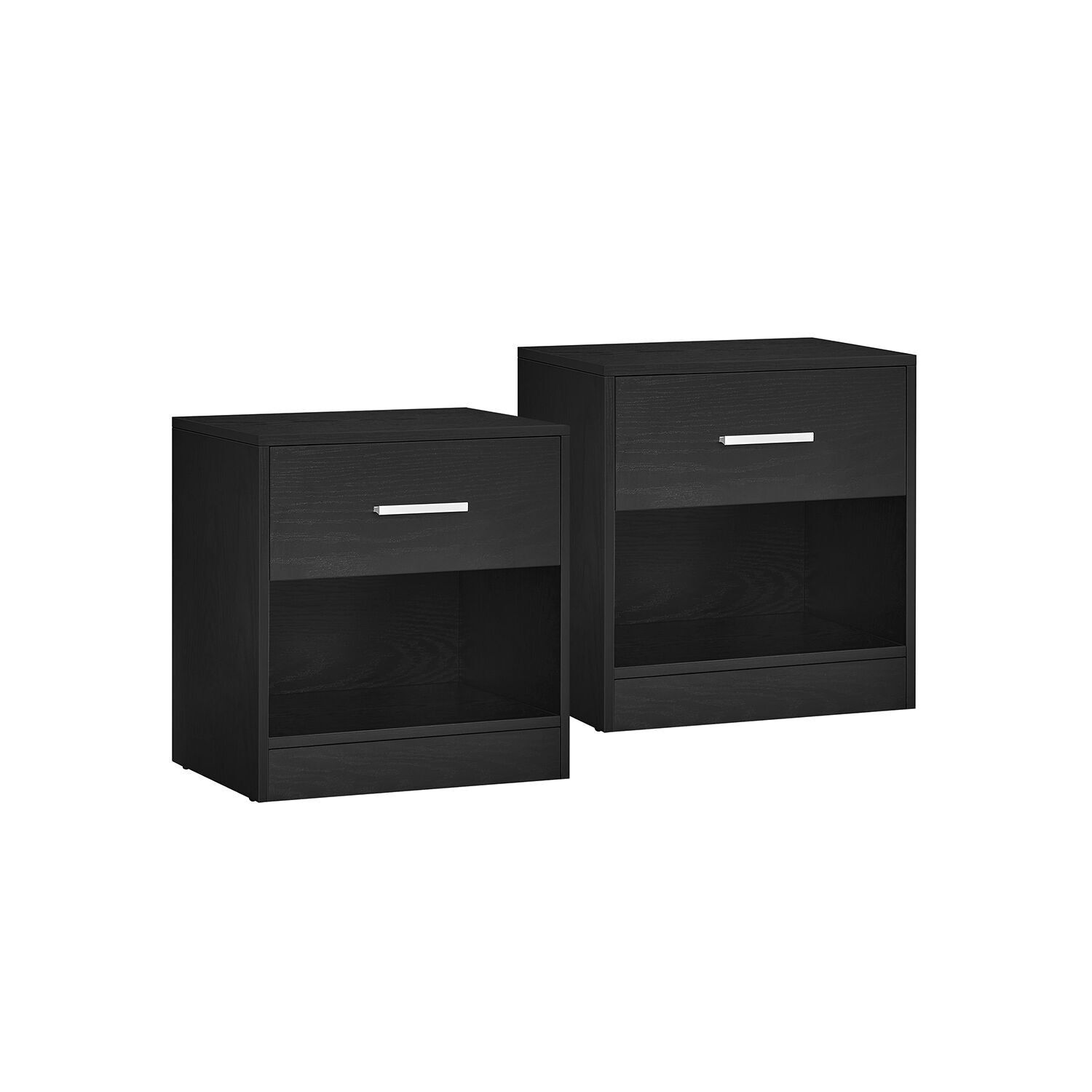 Tables de chevet, lot de 2, beige naturel-noir classique, 28 x 39 x 41 cm