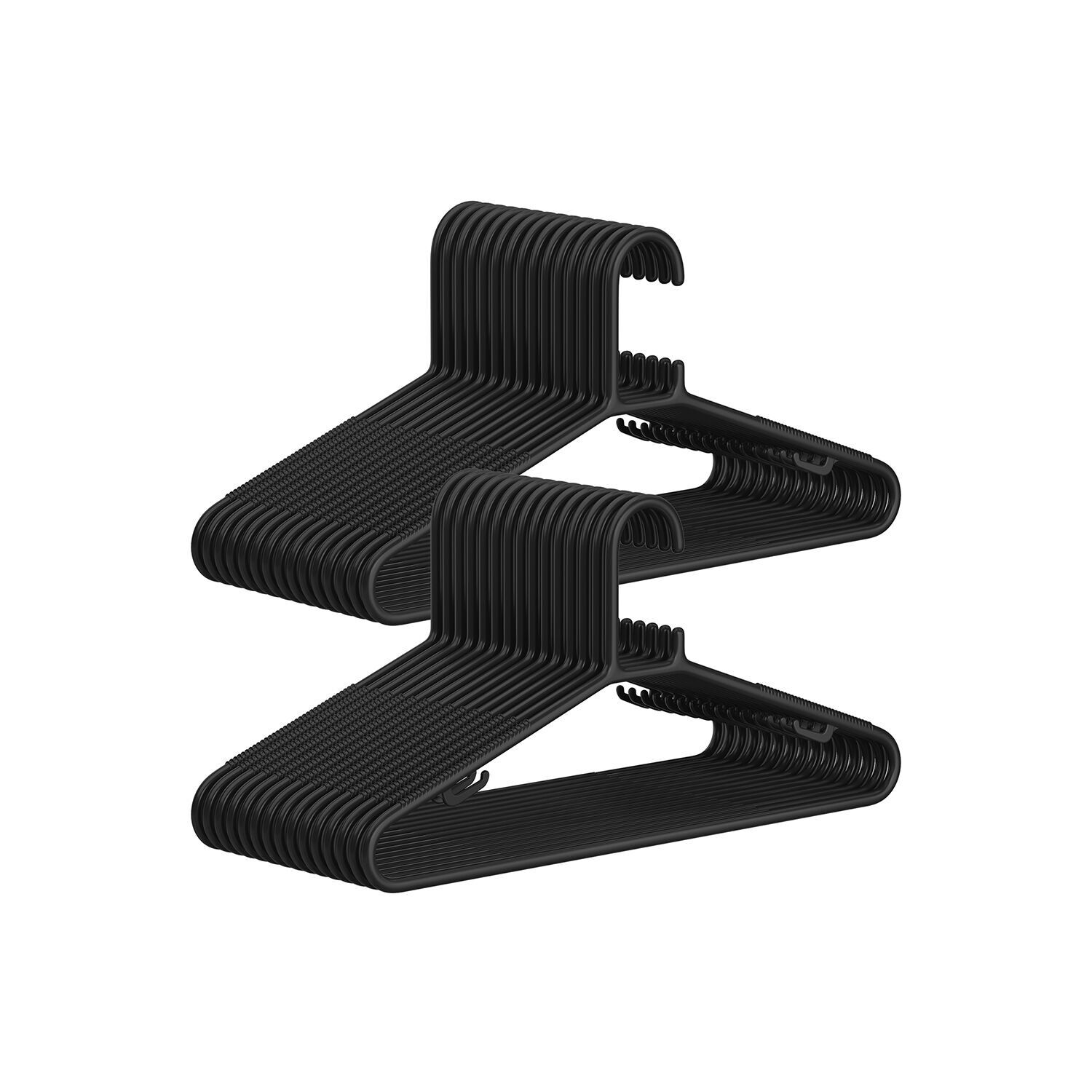 Juego de 30 perchas de ropa ligeras de plástico negro, 41.5 x 20. 5 cm