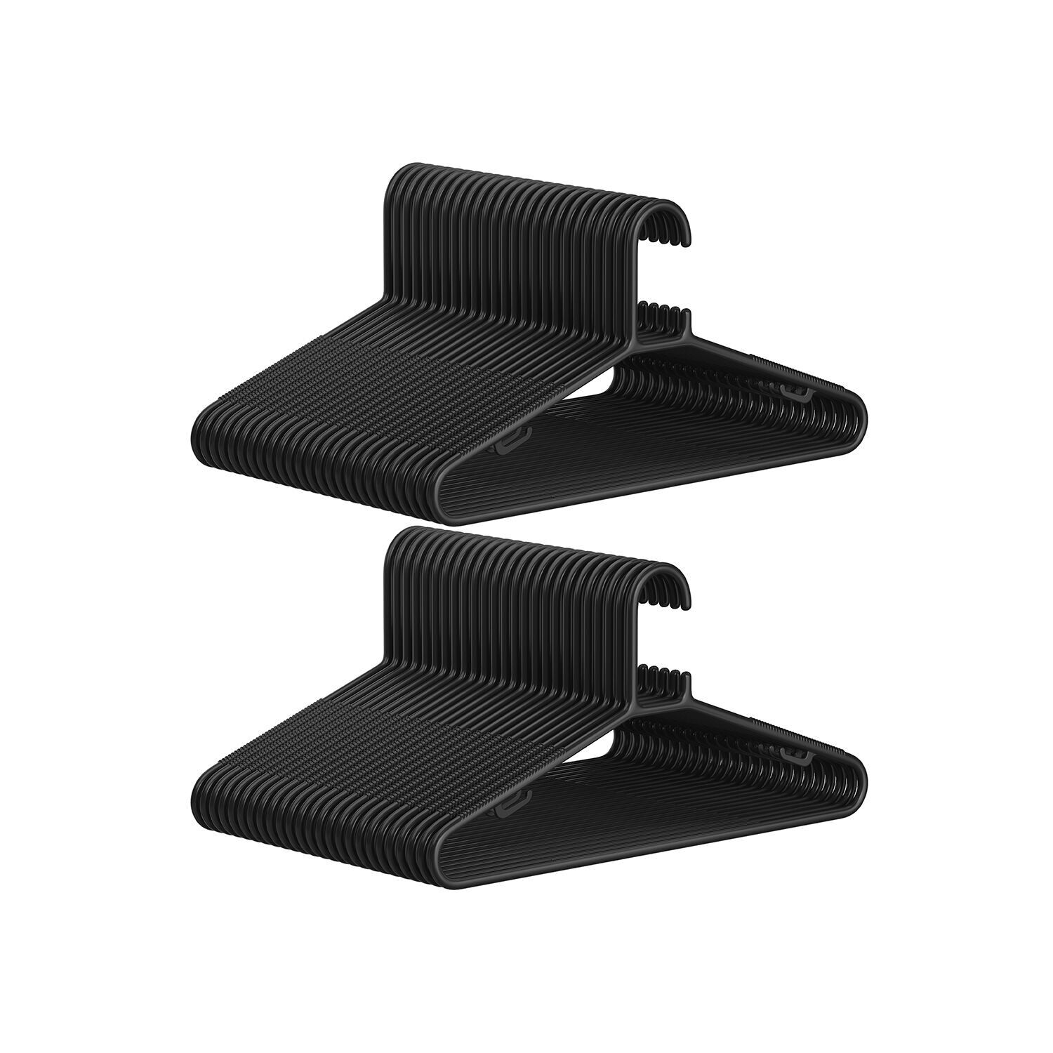 Juego de 50 perchas ligeras de plástico negro, 41.5 x 20. 5 cm