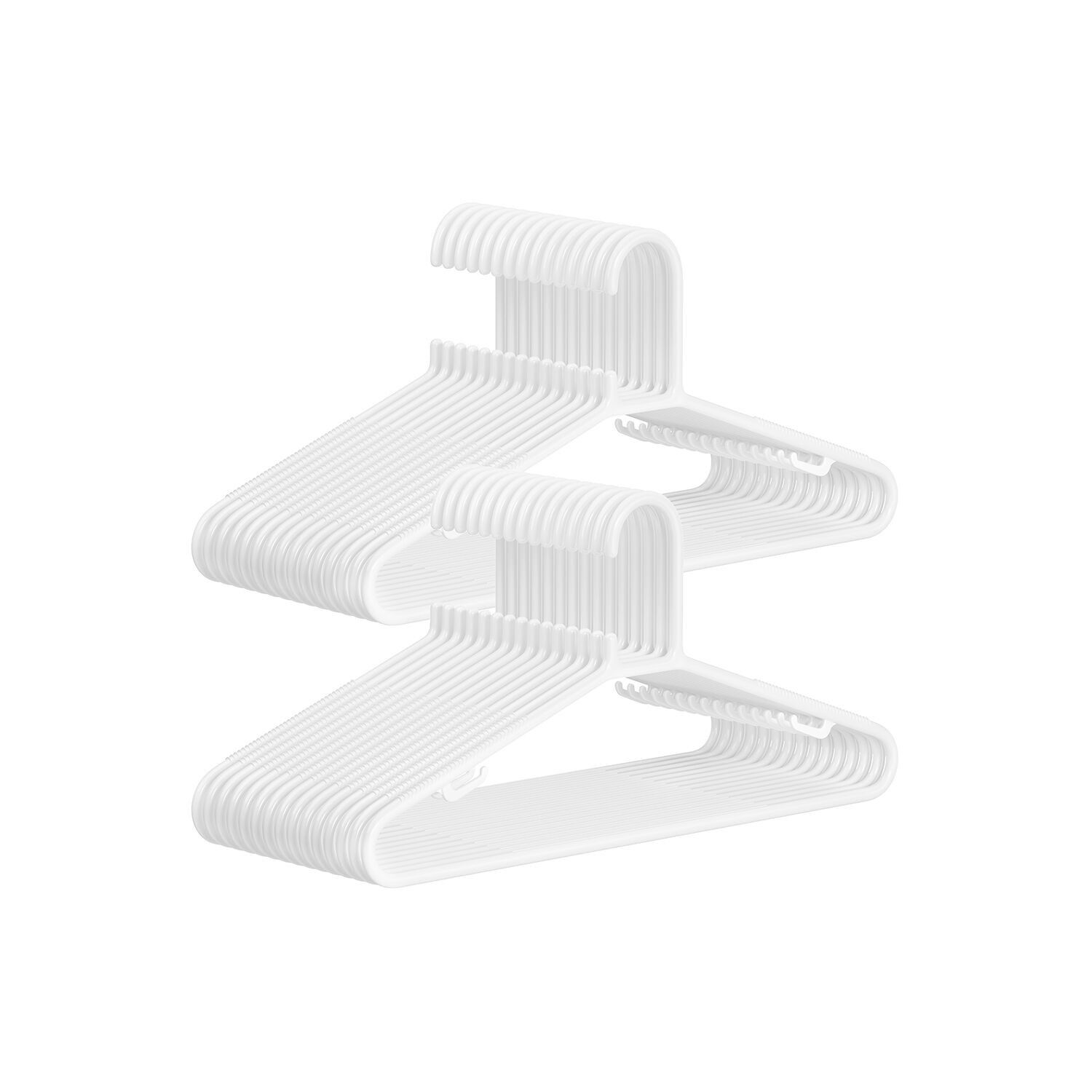 Juego de 30 perchas de plástico, ligeras, color blanco, 41.5 x 20. 5 cm