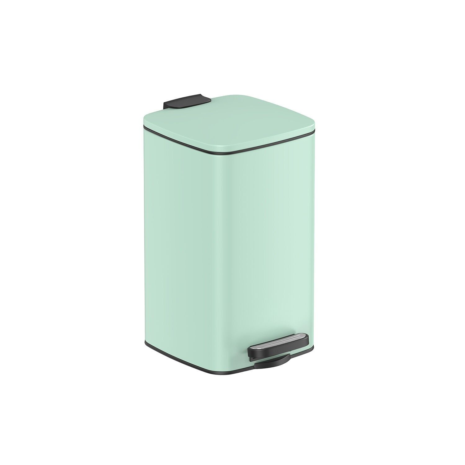Contenedor para cosméticos 8 litros con tapa, acero, verde menta, 23.9 x 19.3 x 33.5 cm (largo x ancho x alto) Altura total (con tapa abierta): 52.2 cm Dimensiones del cubo interior: 19.3x19.1 x 29.3 centímetros