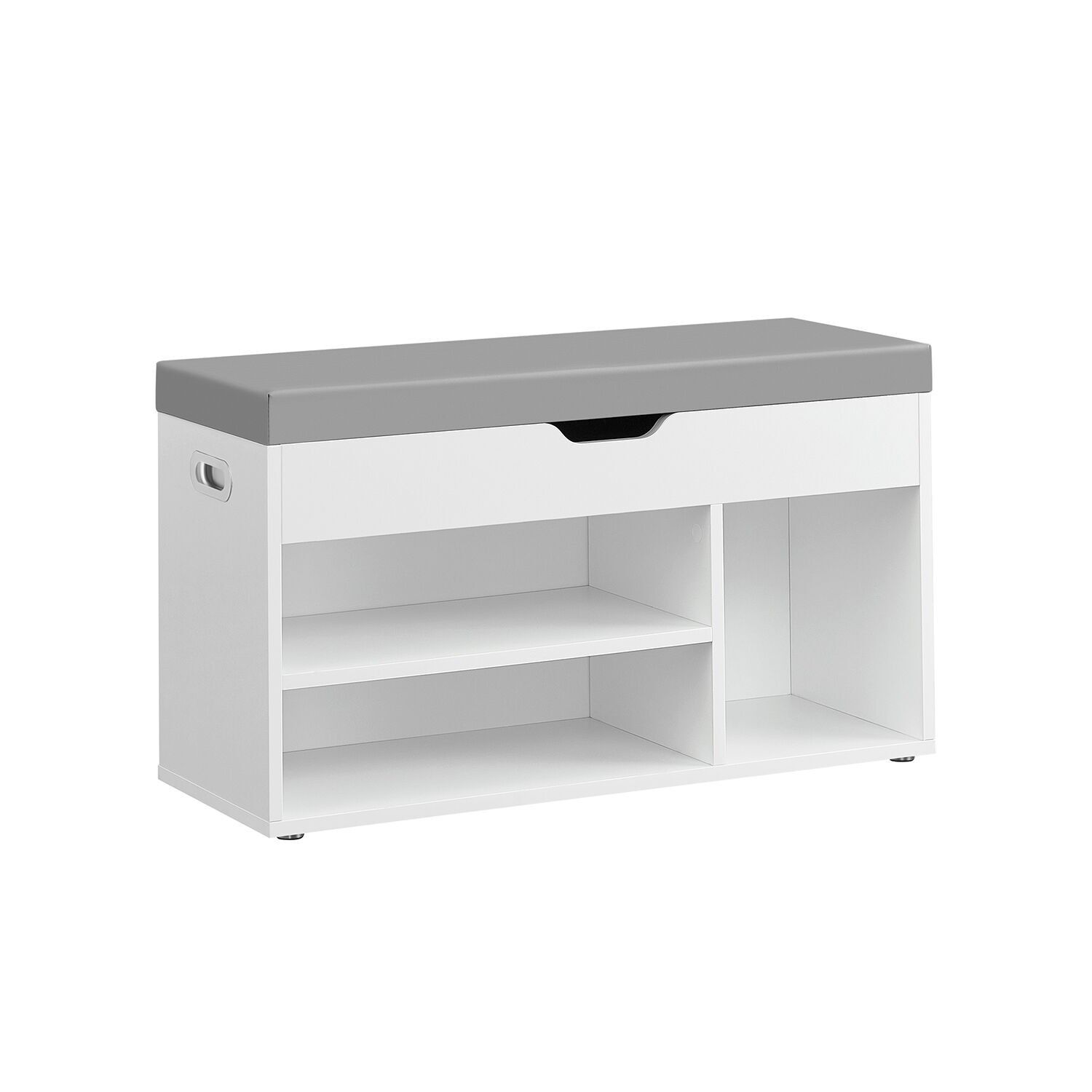 Banco zapatero con 3 compartimentos abiertos, blanco nube, 30 x 80 x 44 cm