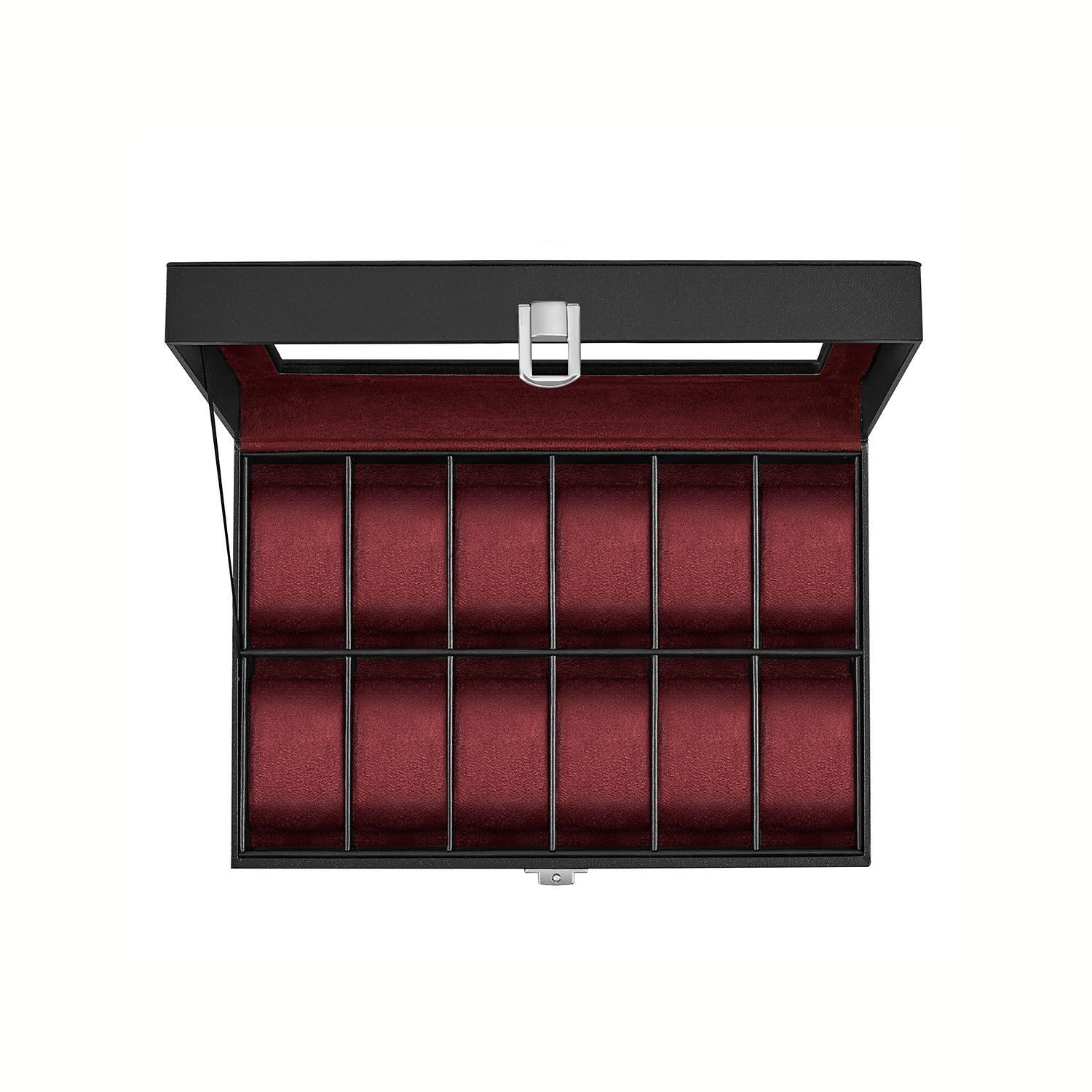 Coffret à montres avec couvercle en verre et coussins de montres amovibles, 20.2 x 30.2x7.8 cm