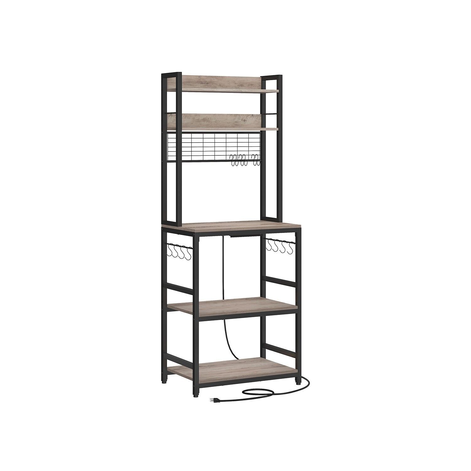 Estantería independiente con zócalos, 14 ganchos, color gris-negro, 40 x 60 x 170 cm