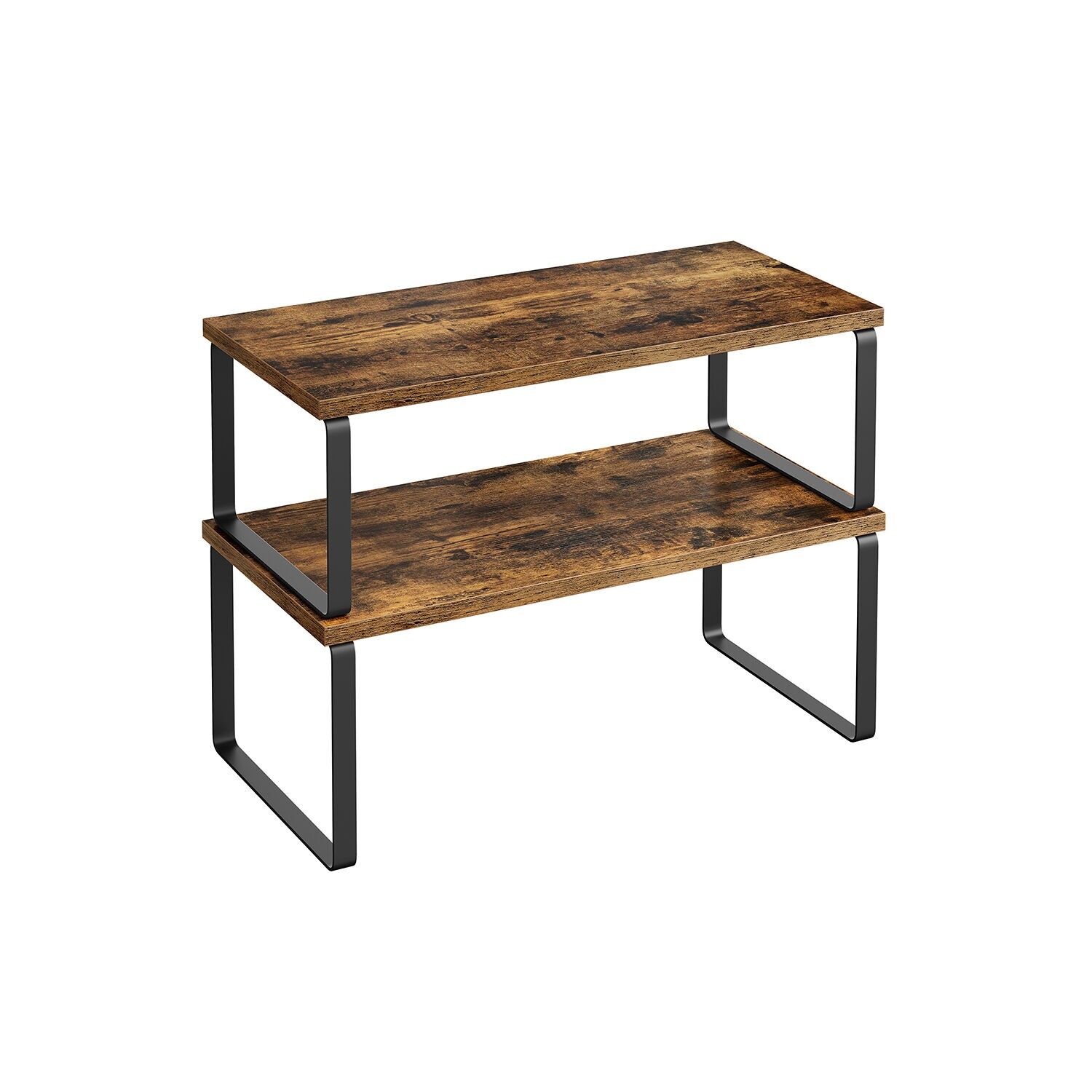 Organizador de cocina de metal apilable tinta negra-marrón vintage, 19.5 x 39.7 x 15.5 cm (D x W x H) Dimensions of the small shelf: 18.5 x 39.7 x 13. 6 cm