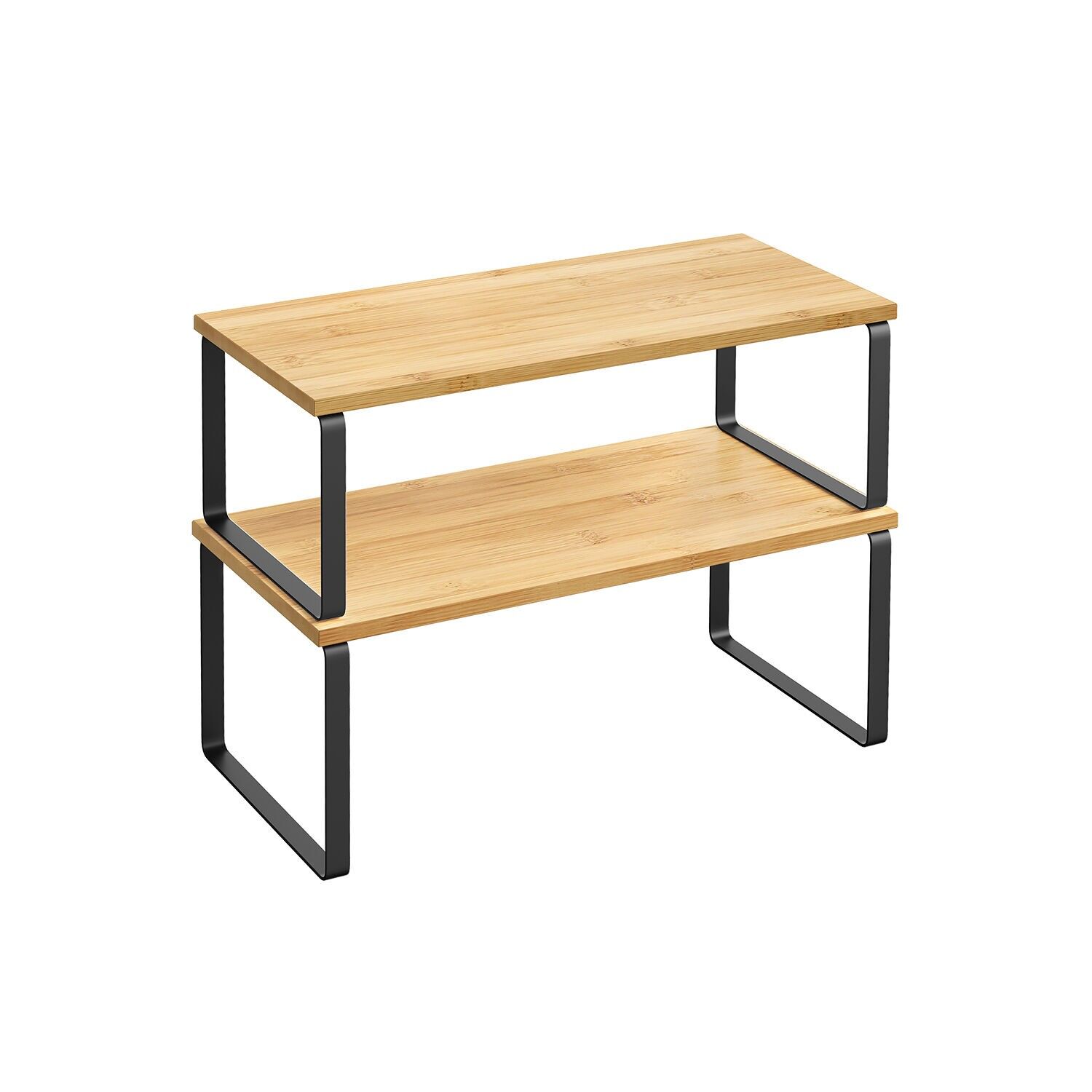 Organizador de cocina set de 2 metal tinta negro-beige natural, 19.5 x 39.7 x 15.5 cm (D x W x H) Dimensions of the small shelf: 18.5 x 39.7 x 13. 6 cm