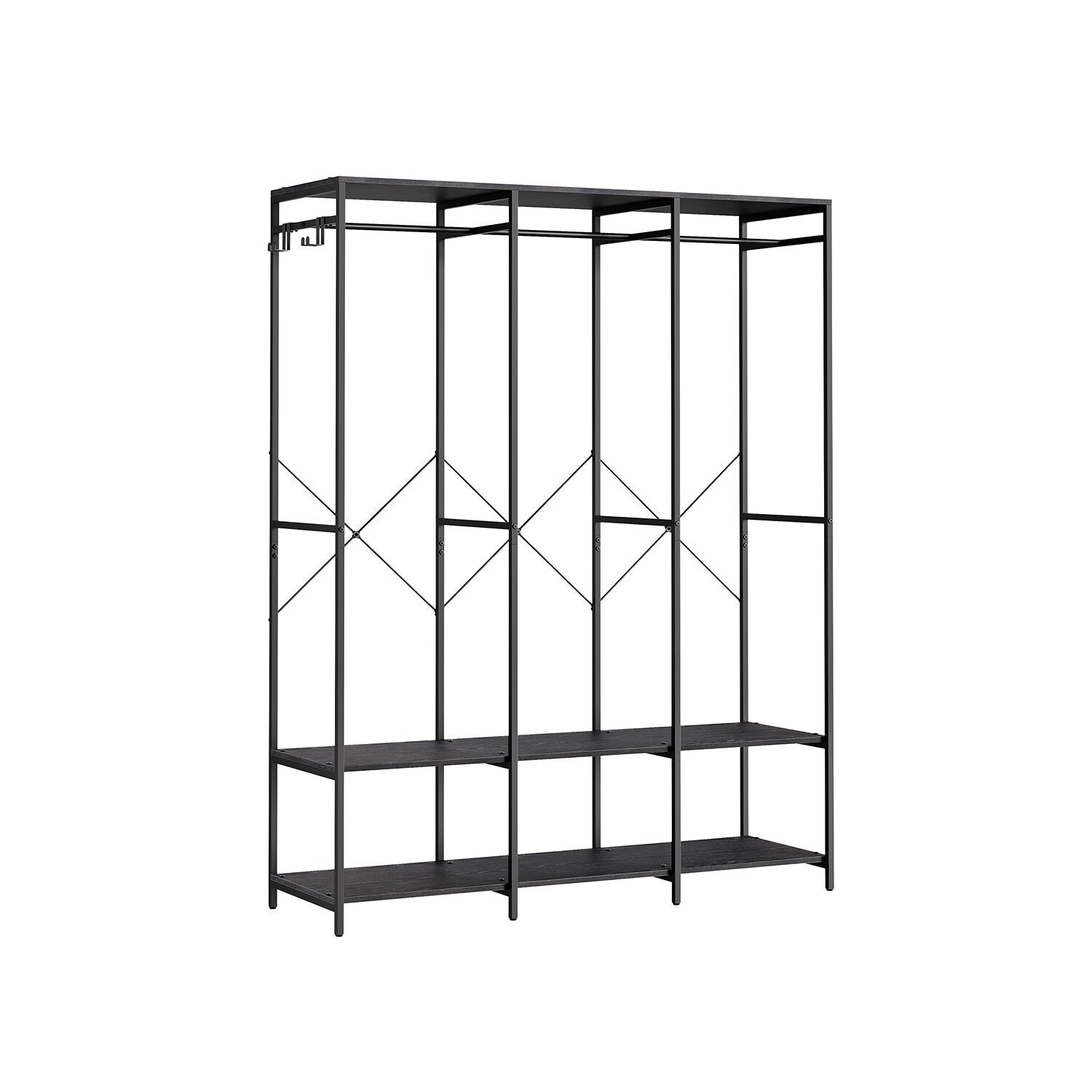 Armario abierto con ganchos extraíbles, negro ébano, 40 x 141 x 180 cm