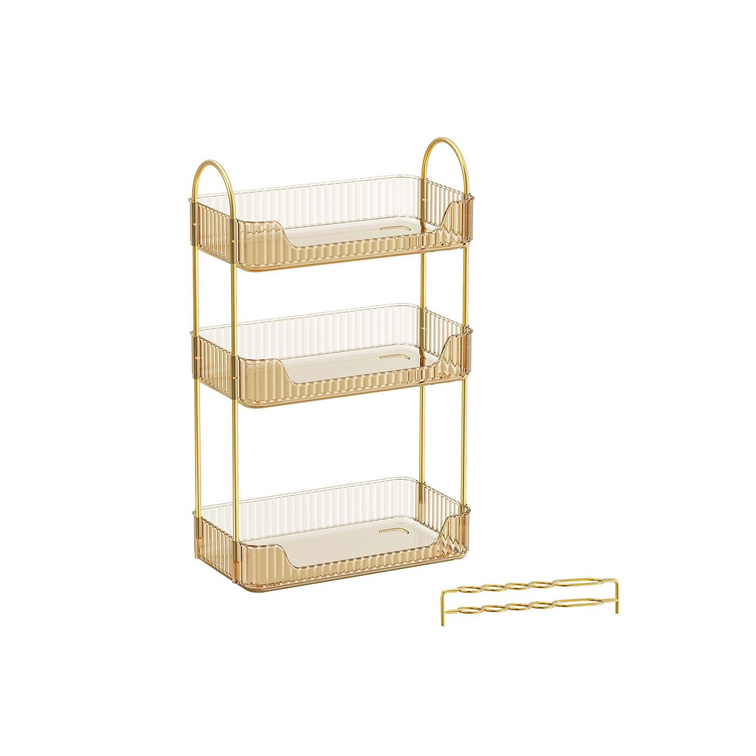 Organizador de maquillaje rectangular idea de regalo color dorado champán, 30.5x16.8 x 48 centímetros