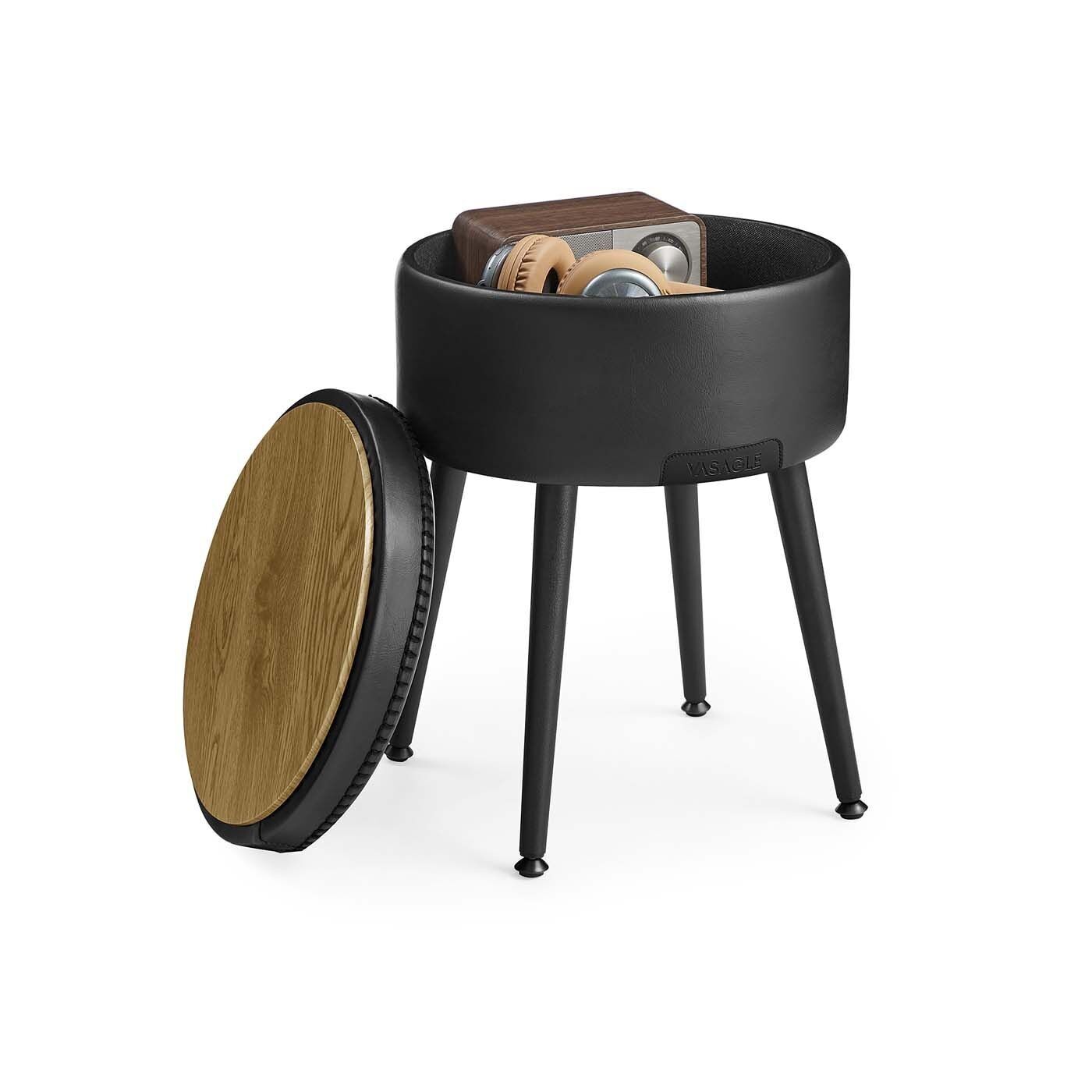 EKHO Collection - Mid-Century Style Stool in Ink Black, 38.2 x 44.4 cm (Ø x H) Seat size: Ø 32 cm