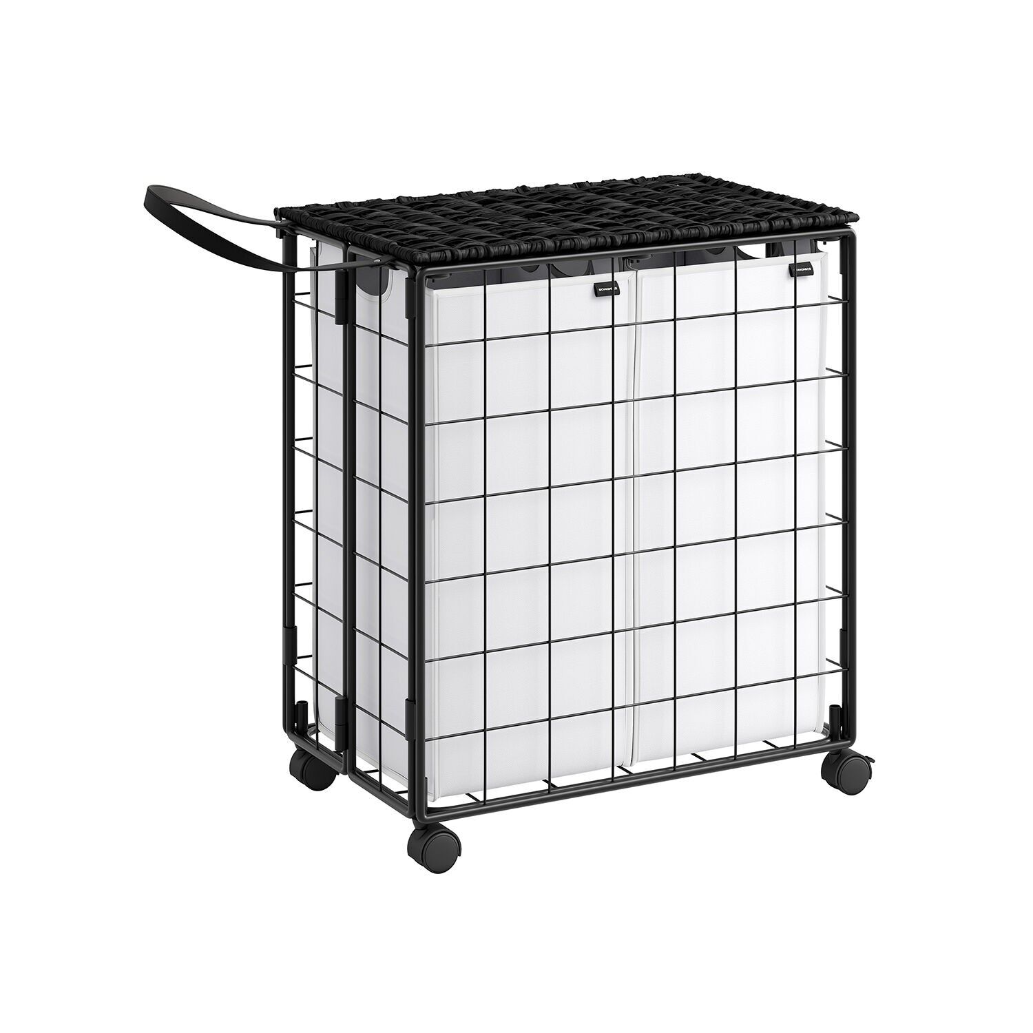 Cesta para ropa sucia 110L blanco y negro, 57 x 33 x 65 cm