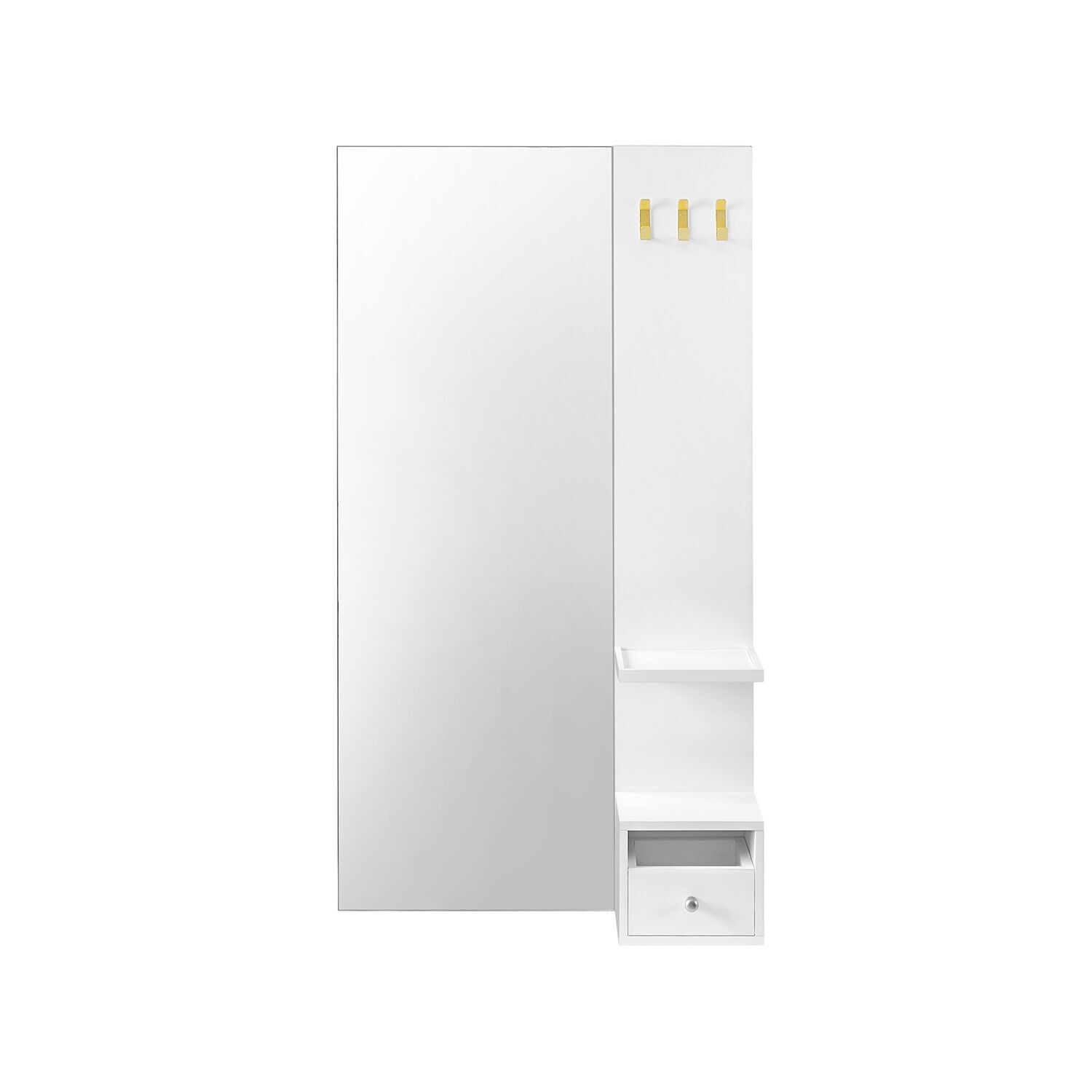 Espejo de pared con espacio de almacenaje, fácil de montar, blanco nube, 108 x 60 x 17. 5 cm