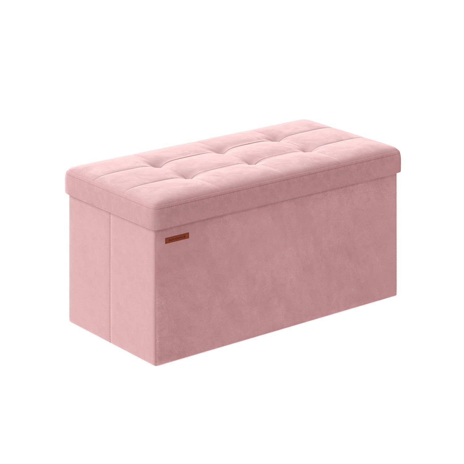 Banc avec espace de rangement jusqu'à 300 kg de capacité de charge, rose pastel, 38 x 76 x 38 cm