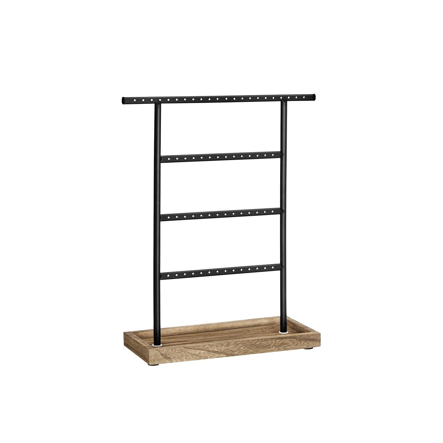 Organizador de joyas estilo vintage para aretes, madera y color negro, 29 x 11.5 x 35 centímetros