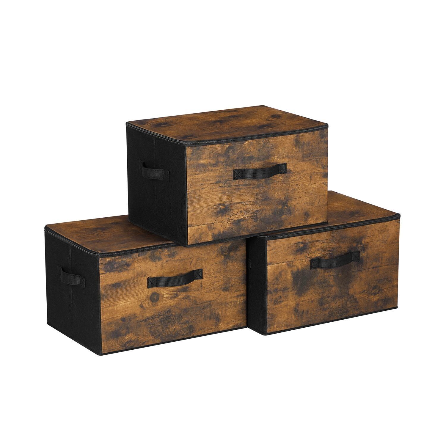 Boîte de rangement avec couvercle, marron-noir vintage, 40 x 30 x 25 cm