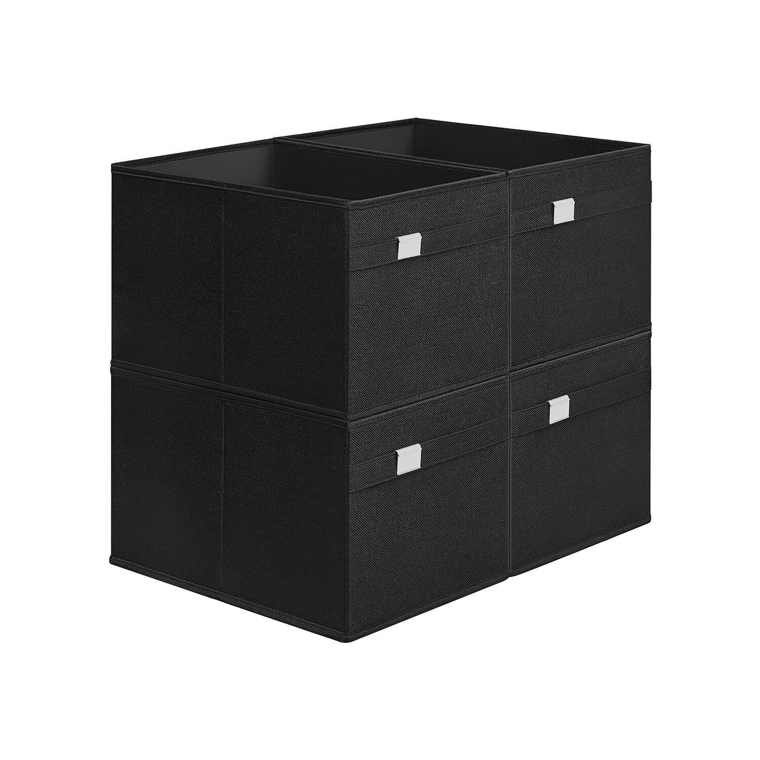 Coffret de rangement avec poignées, lot de 4, noir encre, 40 x 30 x 25 cm