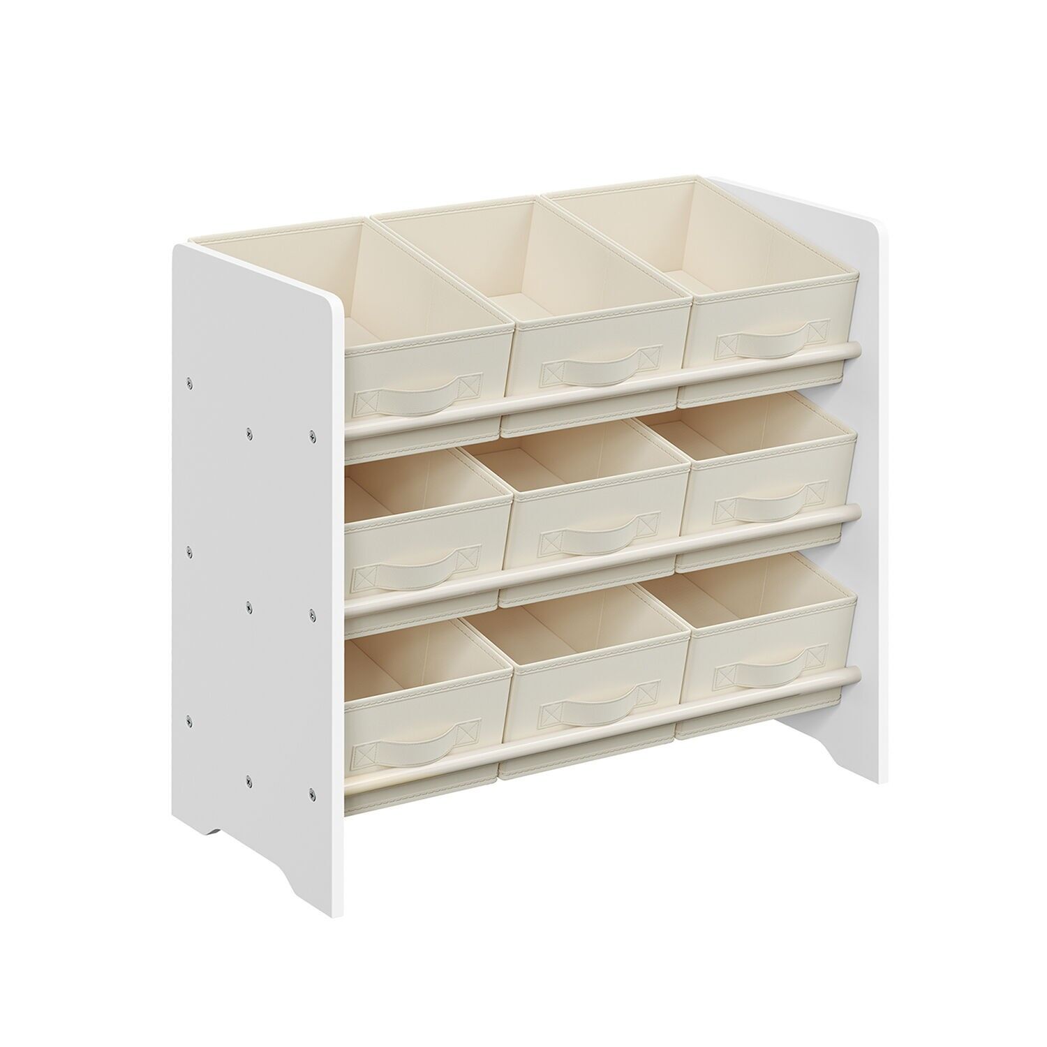 Children's shelf with 9 storage compartments made of non-woven fabric, cloud white, 29.5 x 62.5 x 60 cm