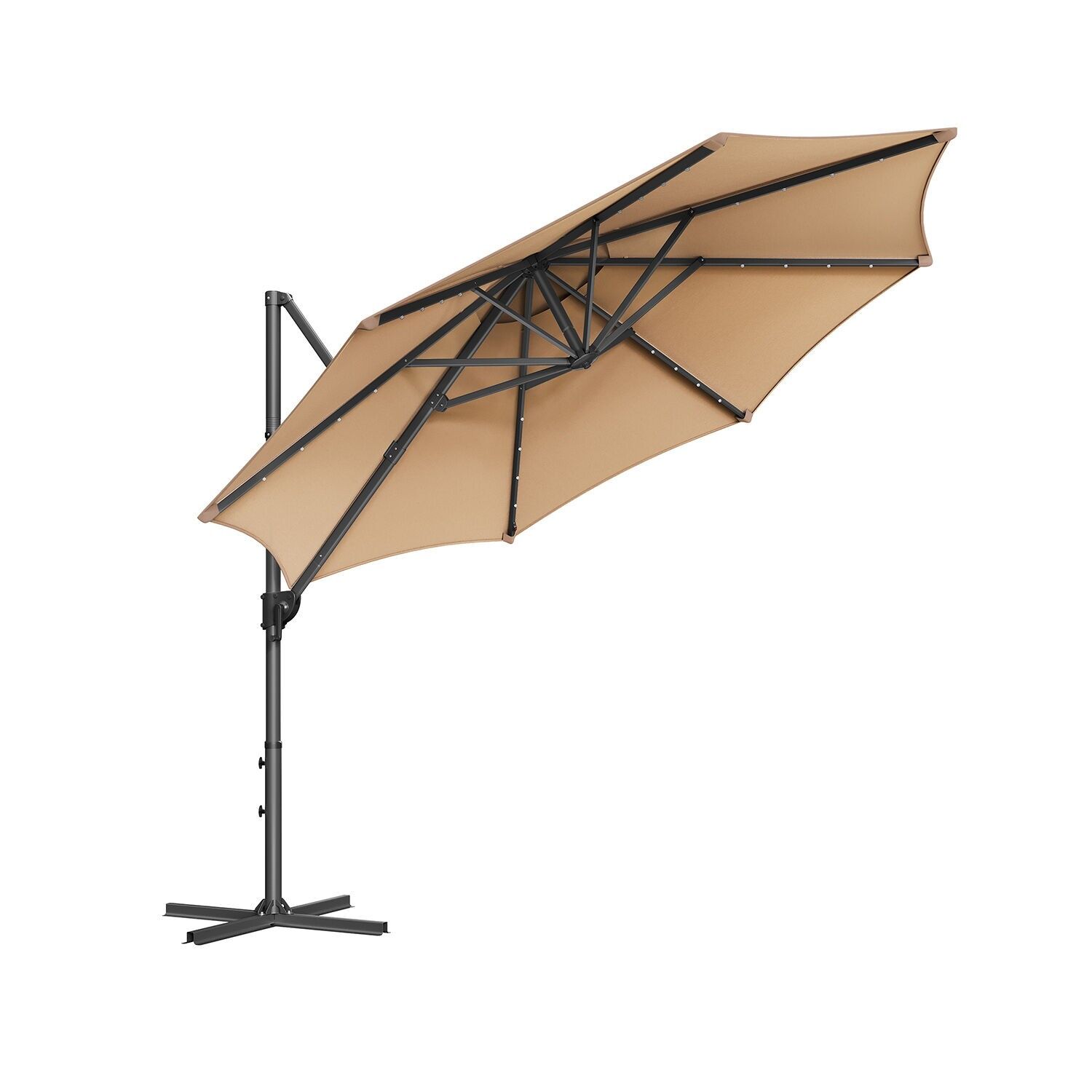 Cantilever umbrella, rotatable with crank, camel brown