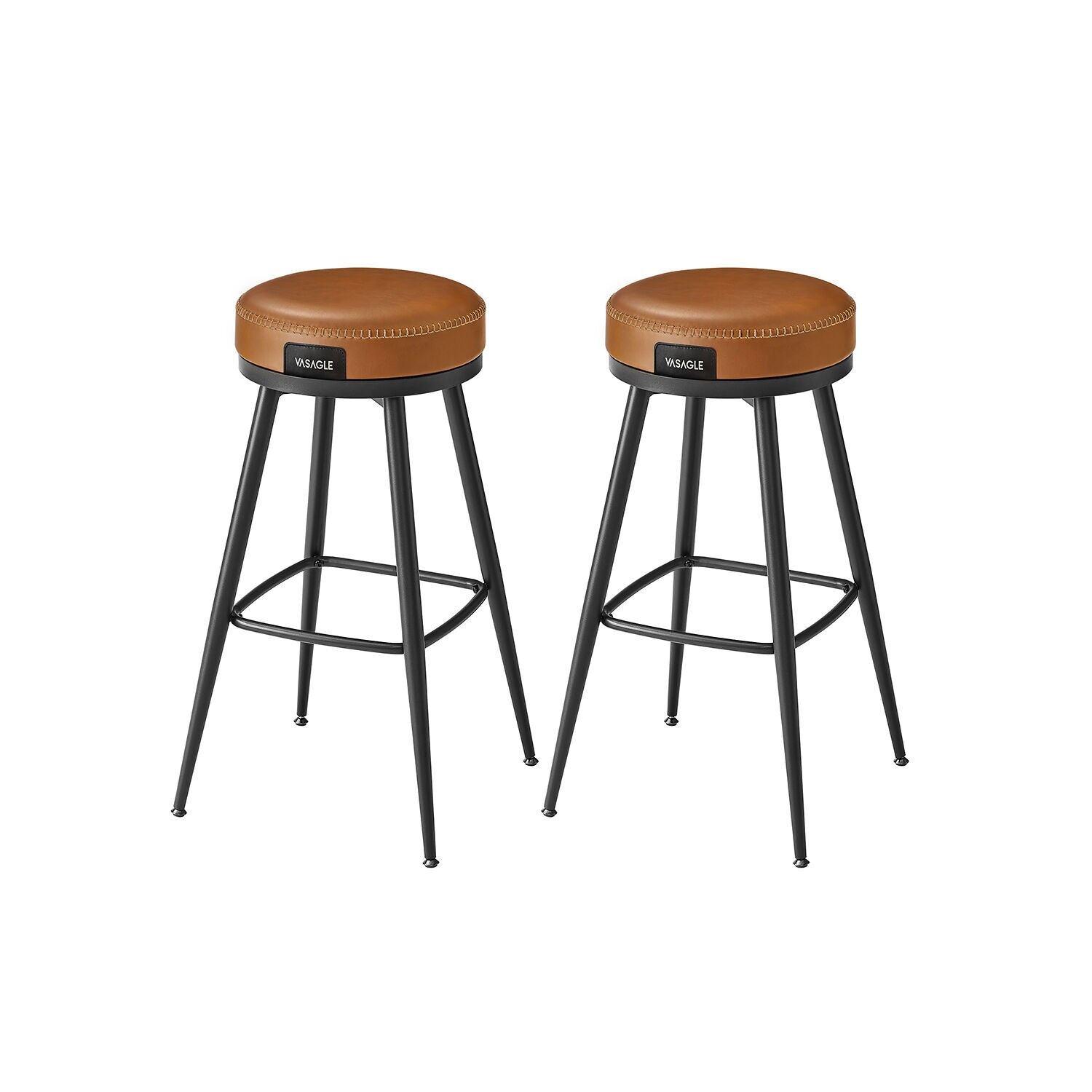 Bar stool set of 2, 76 cm high, caramel brown