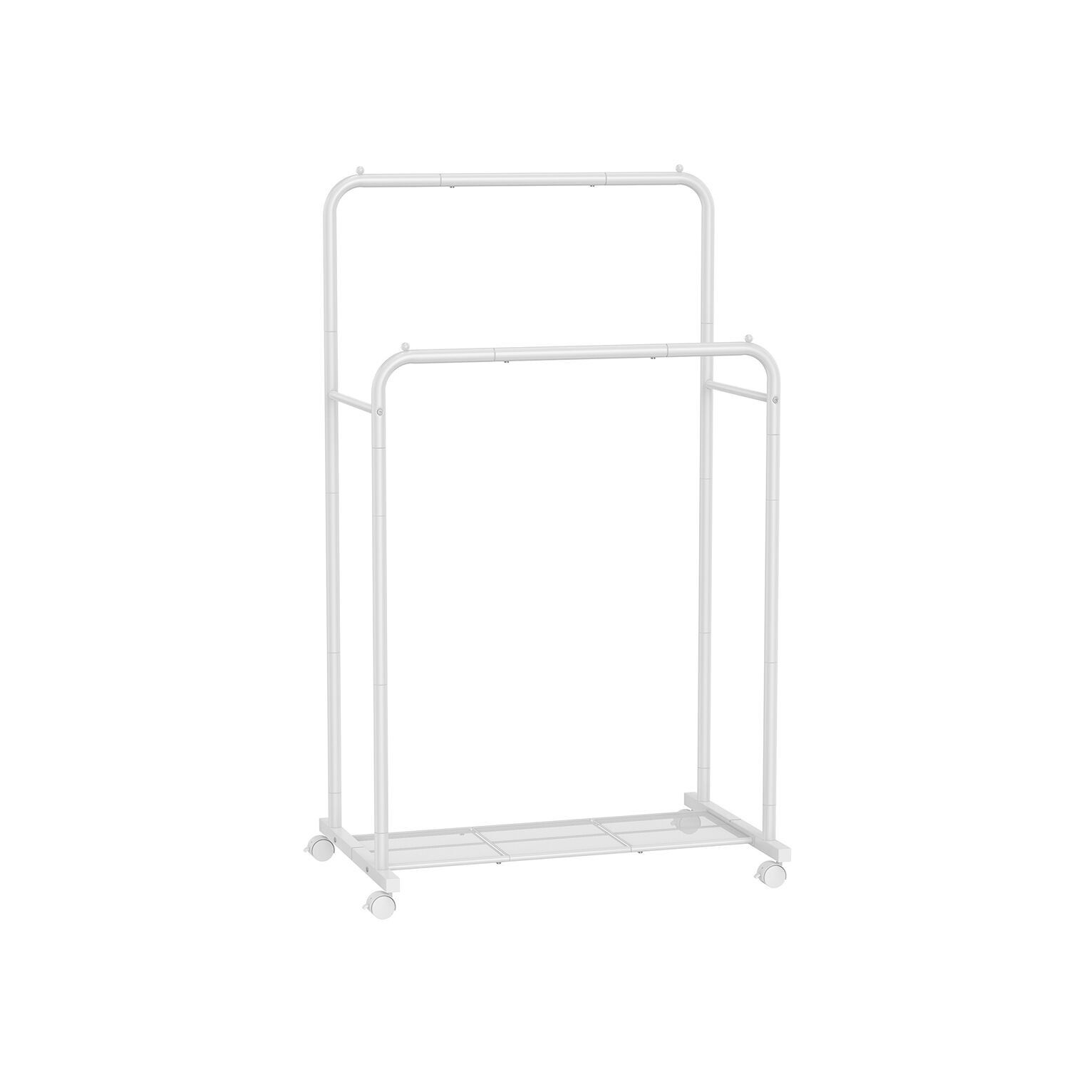 Portant à vêtements sur roulettes, métal blanc, 44 x 34 x 13 cm ; 6.2 kilogrammes Dimensions : 59.5 x 92.5 x 121/158 cm