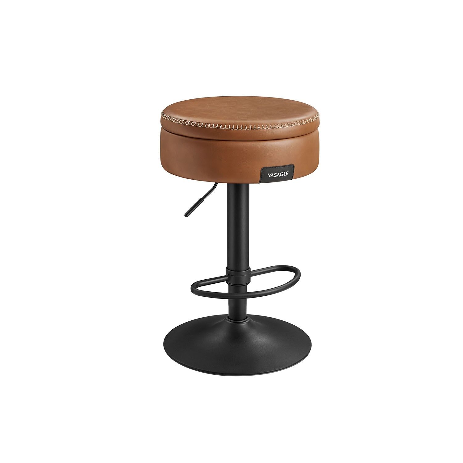 Swivel bar stool with storage space, caramel brown, 41 x 41 x (61.5-81) cm