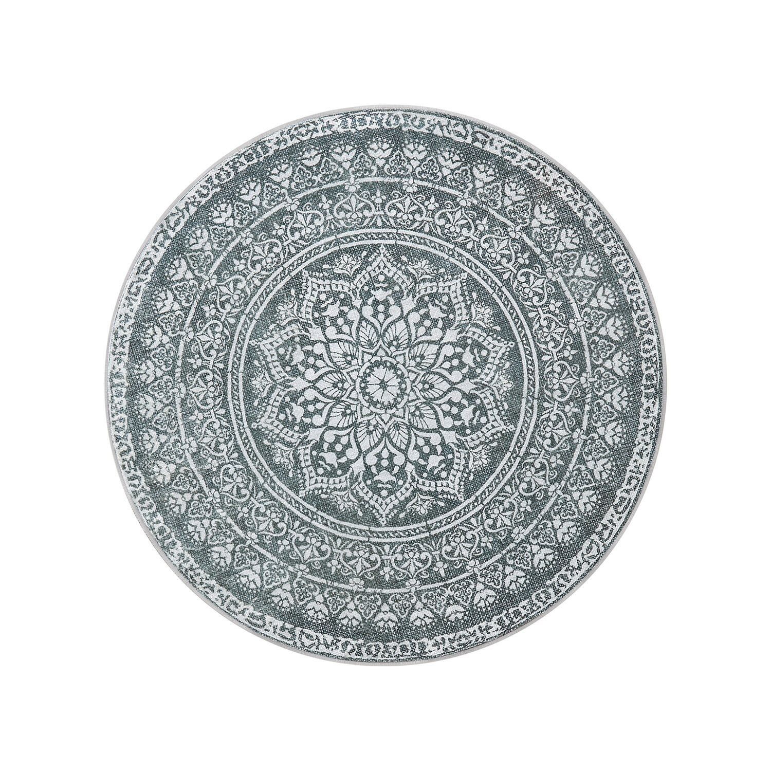 Tapis rond 120 cm d style bohème gris anthracite