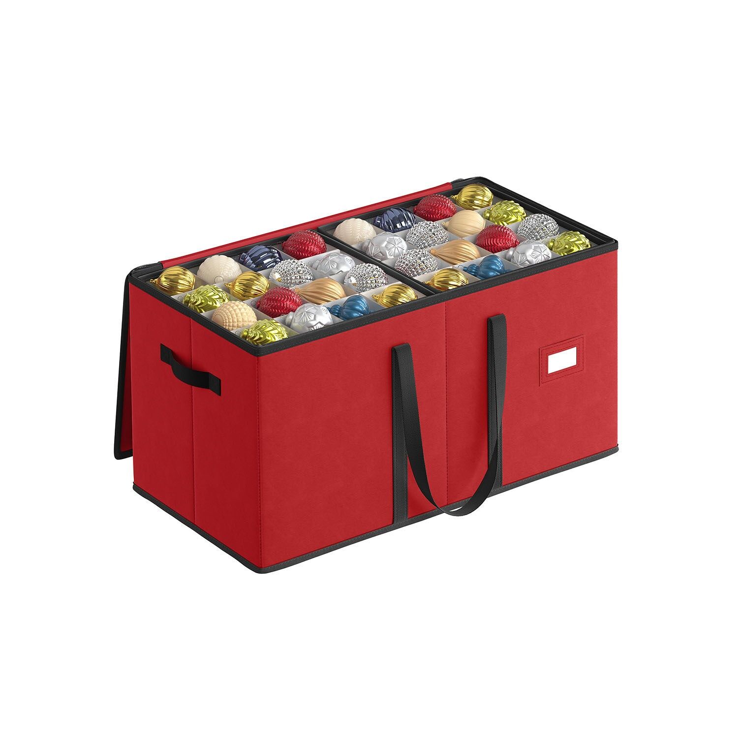 Christmas bauble storage box with lid, cherry red, 66 x 34 x 34 cm