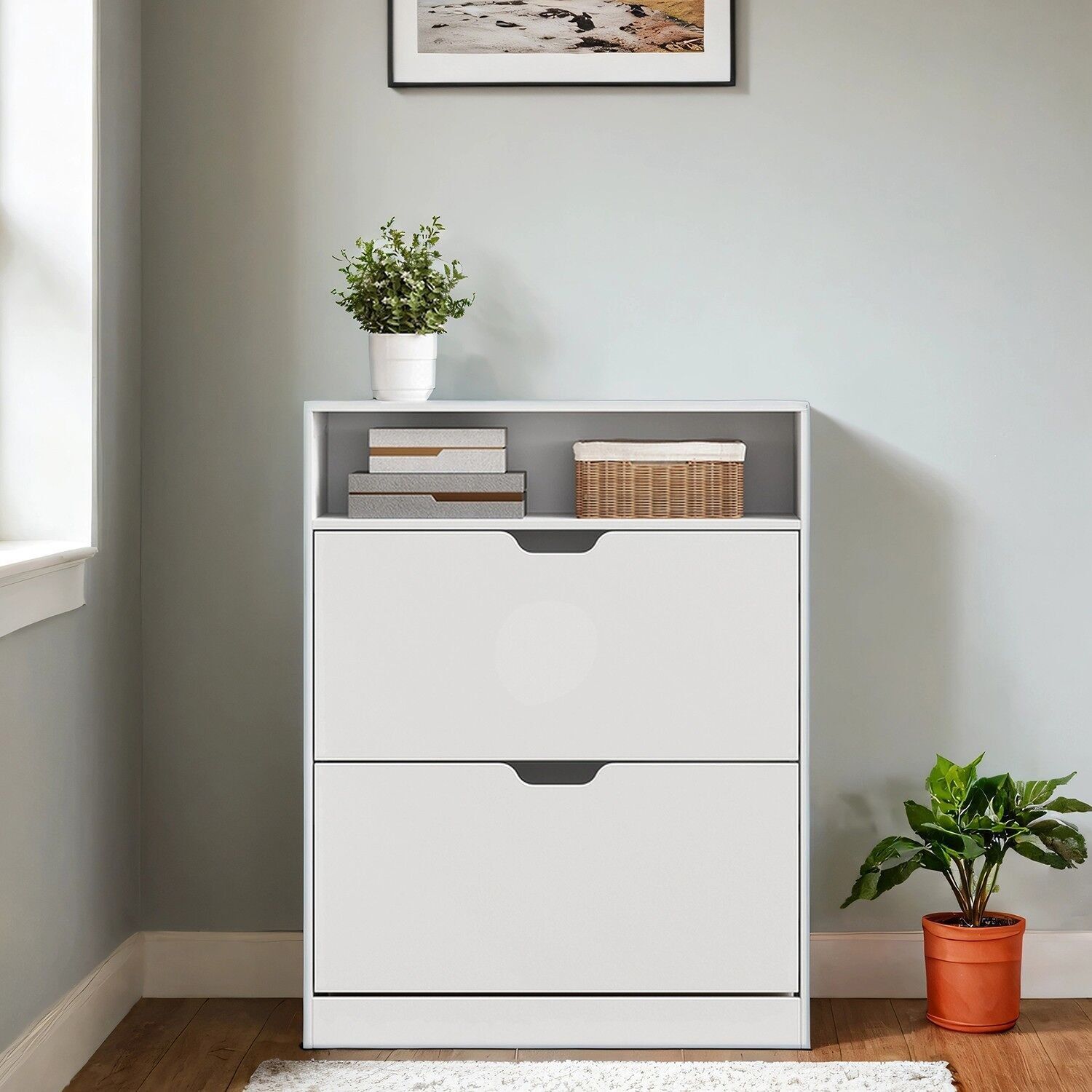 Meuble à chaussures à 2 volets, étagère à chaussures, étagère à chaussures, 24 x 80 x 102 cm