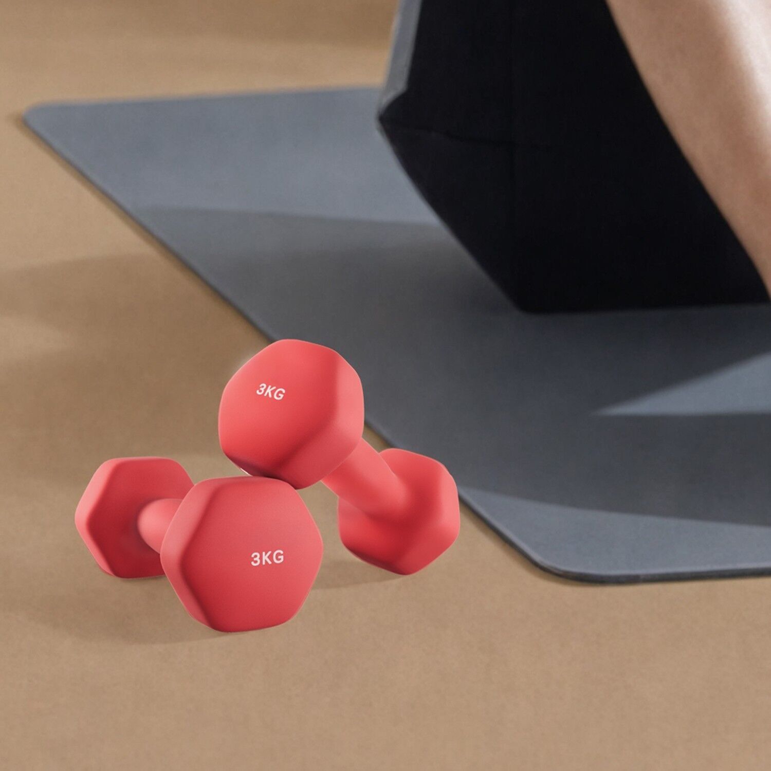 Hanteln, 2er-Set, 2 x 3 kg, 2 x 3.0 kg – rot, 20 x 8.5 cm
