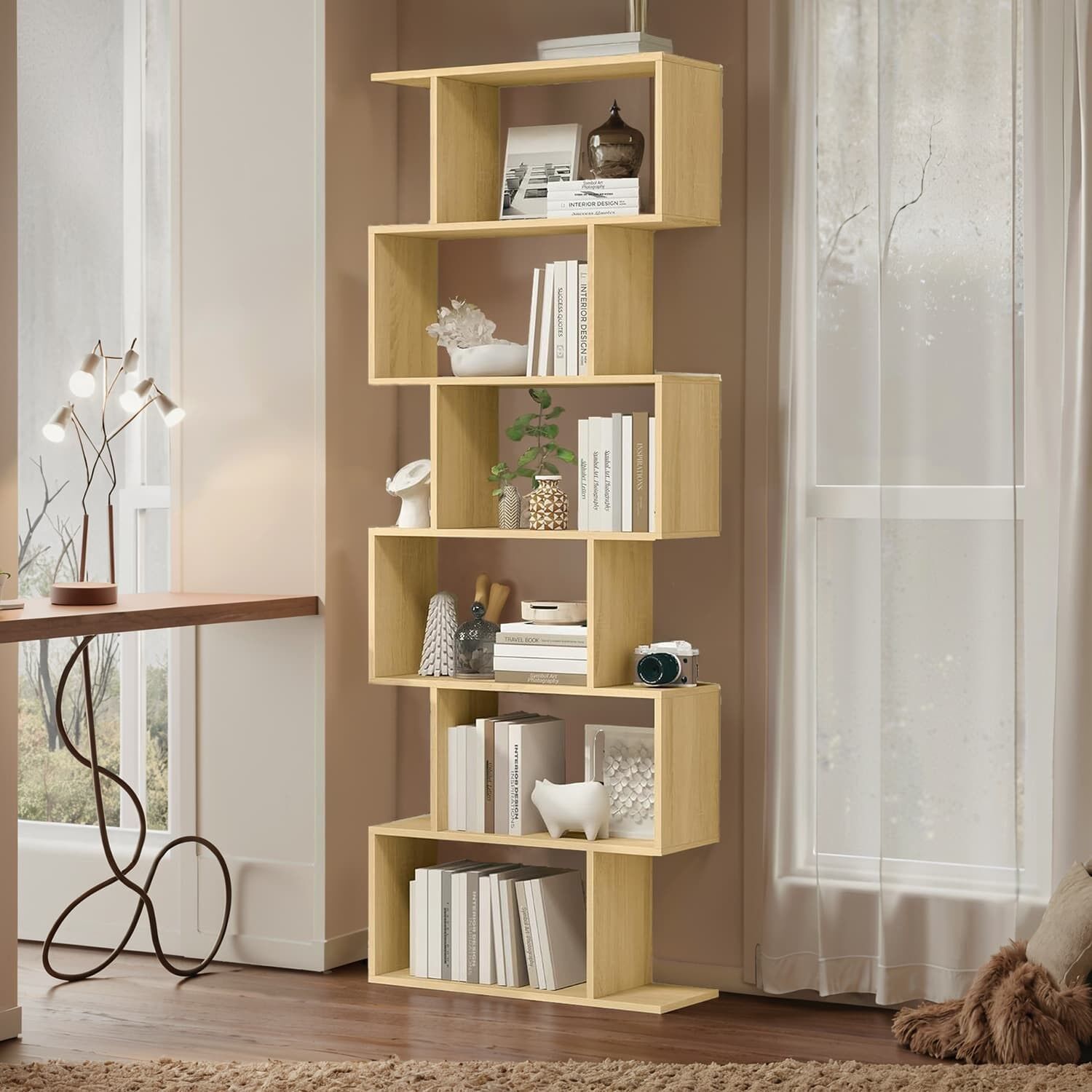 6-stöckiges Bücherregal, freistehendes Bücherregal, Büroregal zur Präsentation, 24 x 70 x 190.5 cm