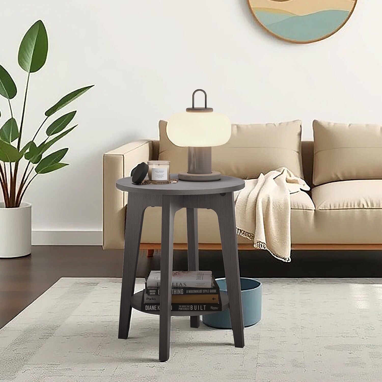 Beistelltisch, Couchtisch, kleiner runder Tisch, 40 x 50 cm