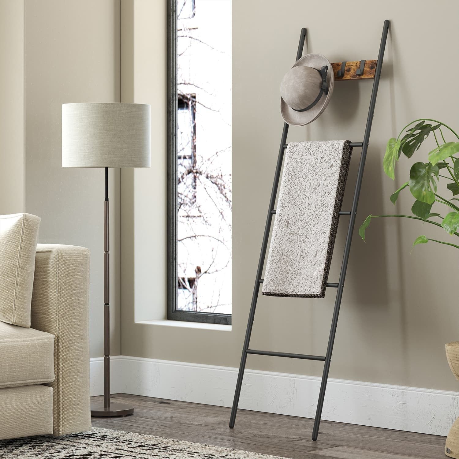 Mensola a scala, inclinata, portasciugamani, 5 livelli, 44 x 160 cm